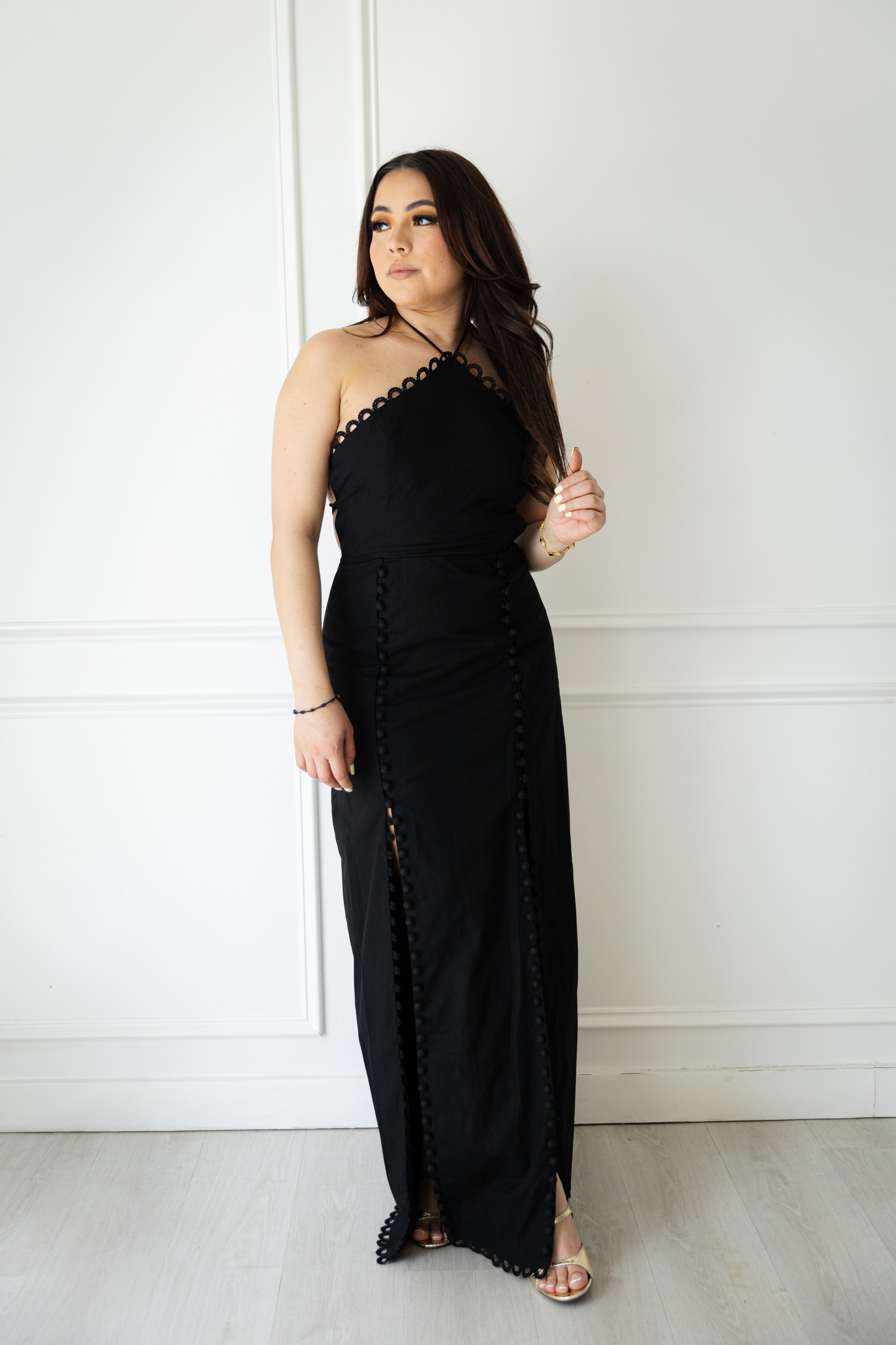 JH Womens Luxxe Black Slit Dress #2817 JH Womens Luxxe Black Slit Dress #2817