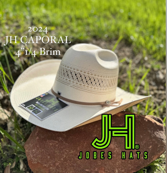 2024 Jobes Hats Straw Hat “CAPORAL” 4”1/4 Brim open and flat