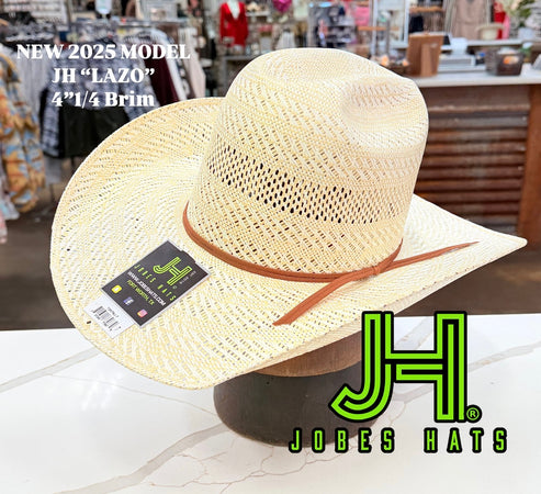 NEW 2025 JH Straw Hat “LAZO” 4”1/4 brim - Jobes Hats, LLC