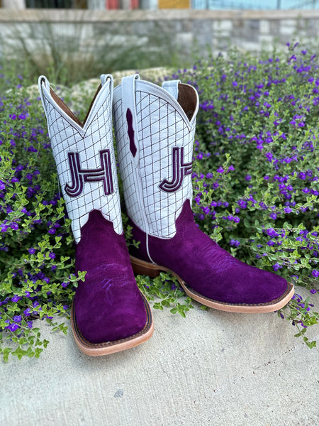 Purple square 2025 toe boots