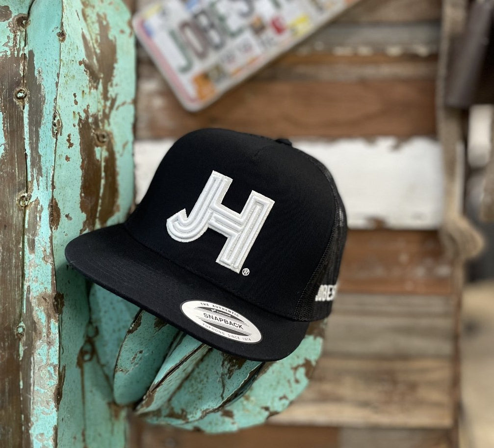 New 2021 Jobes Cap- All Black 3D JH White/Cream – Jobes Hats, LLC