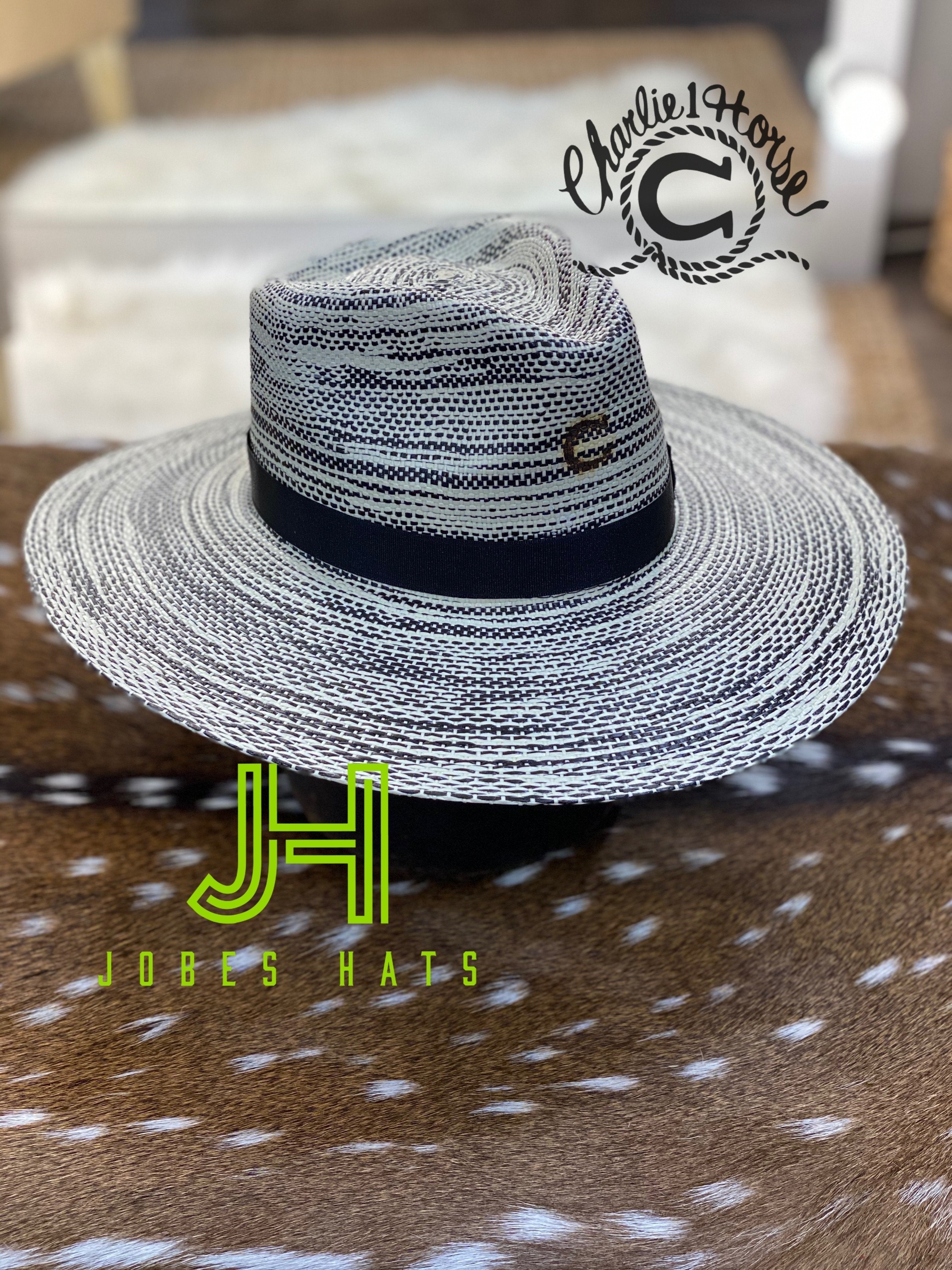 Charlie 1 Horse Big Splash Straw Cowgirl Hat 3” 3/4 Brim Horse Hair Tassle Small CHARLIE 1 HORSE STRAW HAT BLUE ROAN main image 4