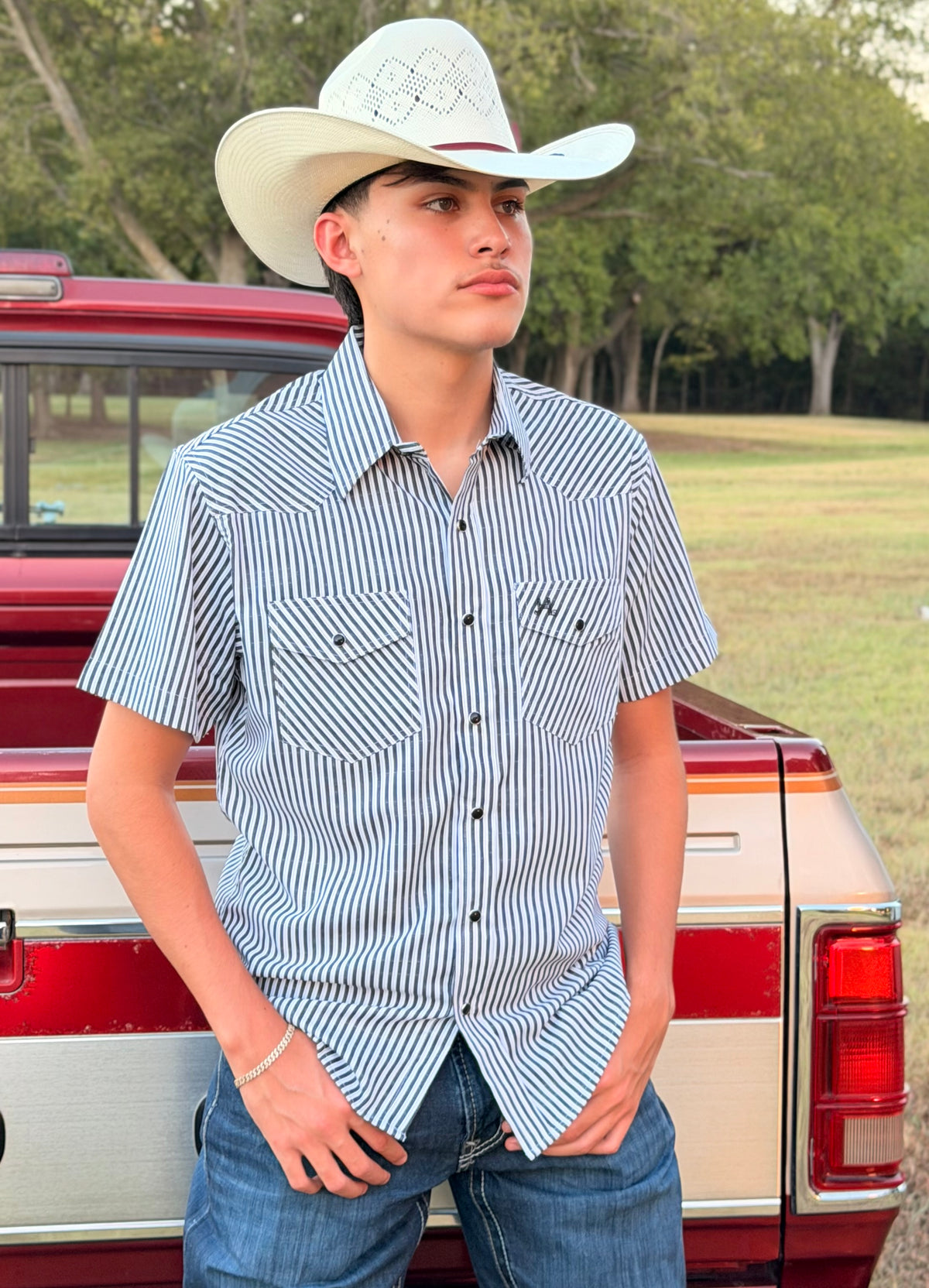 New JH Shirt Retro Collection Short Sleeve (Light Weight) Black/White stripes  JH-270H - Jobes Hats, LLC