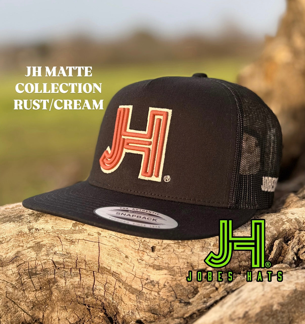 New 2025 JH Matte Collection All Black Rust/Cream - Jobes Hats, LLC