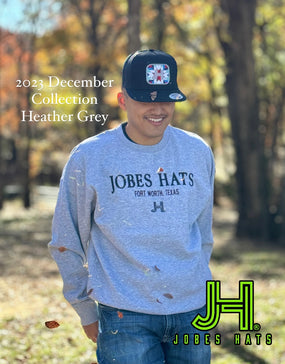 2023 December Collection JH Crew Neck Heather Grey Sweater - Jobes Hats