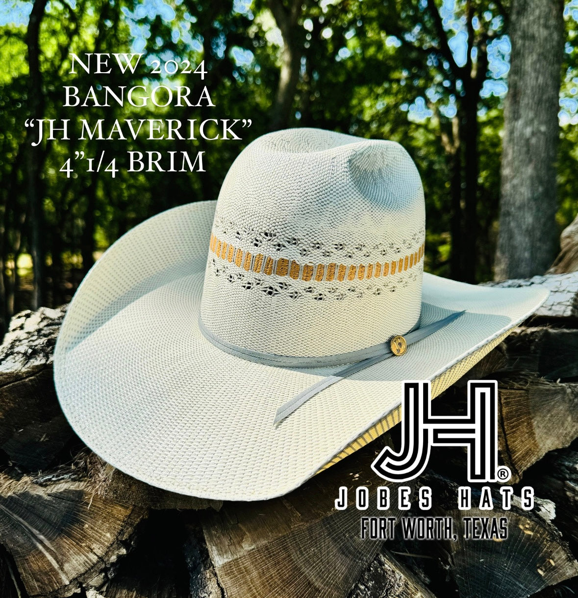 2024 Jobes Hats Bangora Straw Hat “MAVERICK” 4”1/4 Brim (Comes open and flat) - Jobes Hats, LLC