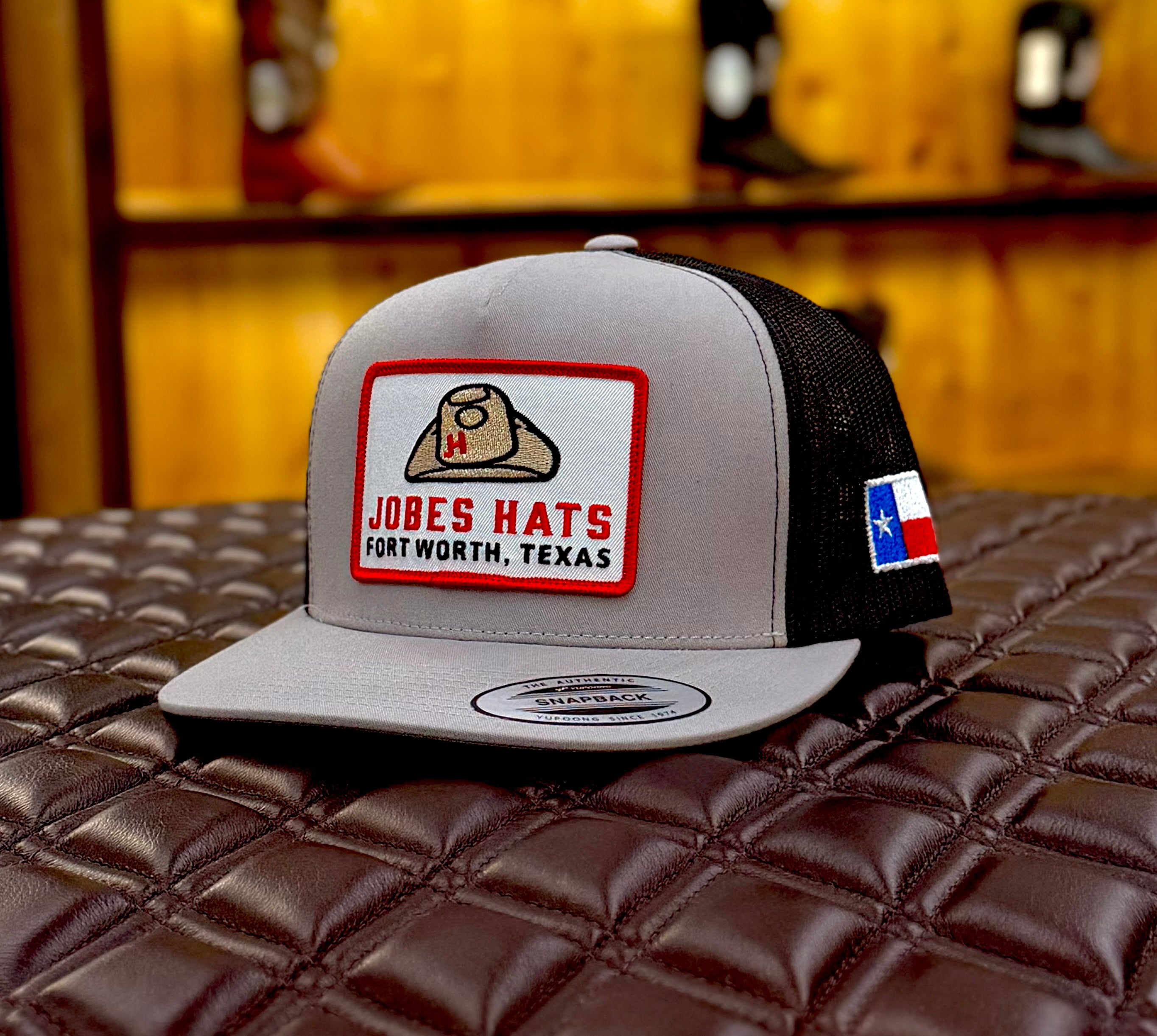 New 2026 JH Cap- Silver/Black with Red Retro Hat patch - Jobes Hats, LLC