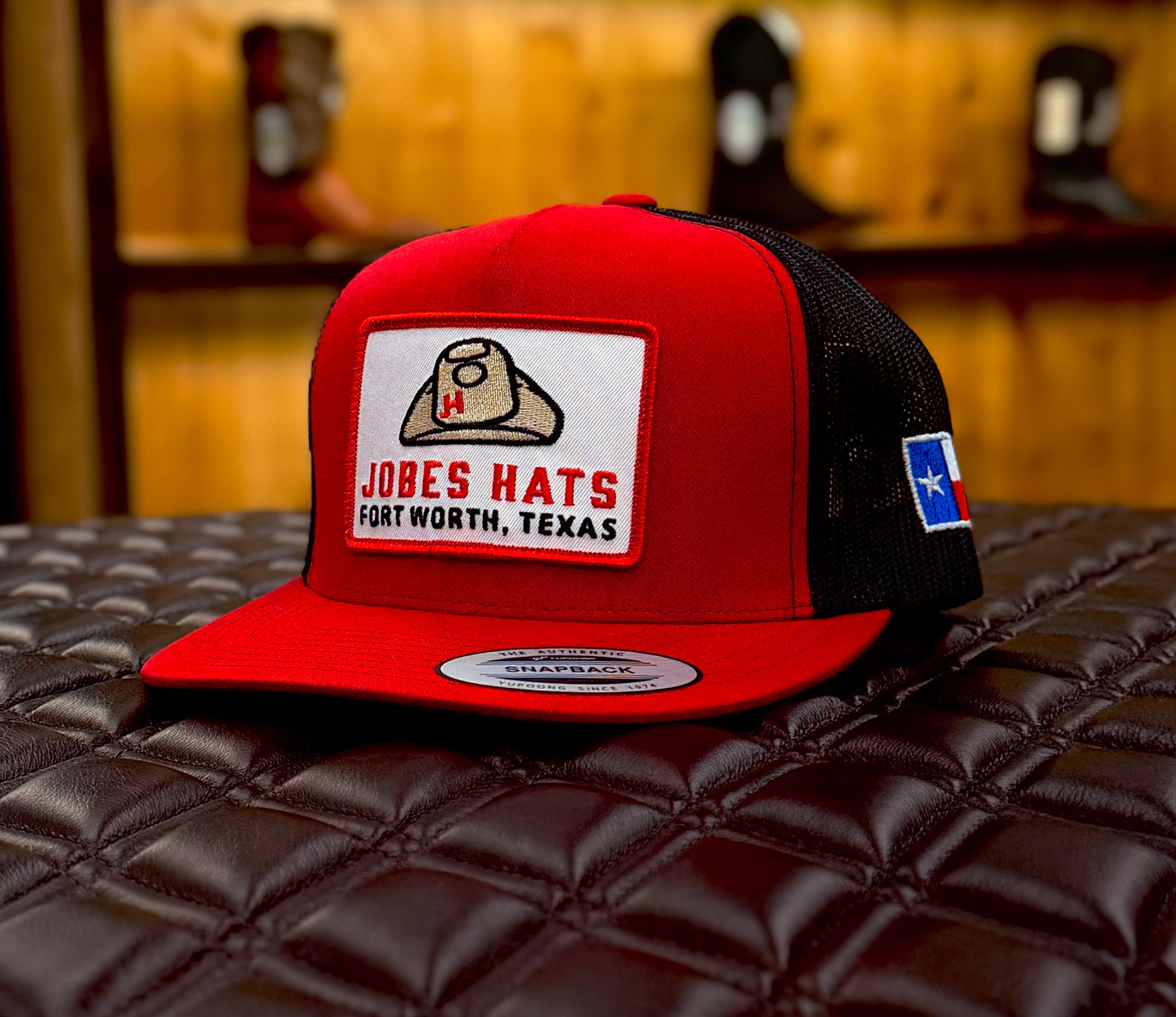 New 2026 JH Cap- Red/Black with Red Retro Hat patch - Jobes Hats, LLC