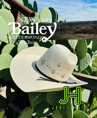 New 2024 Bailey “Mini Diamond” 4”1/4 brim (Comes open and flat) - Jobes Hats