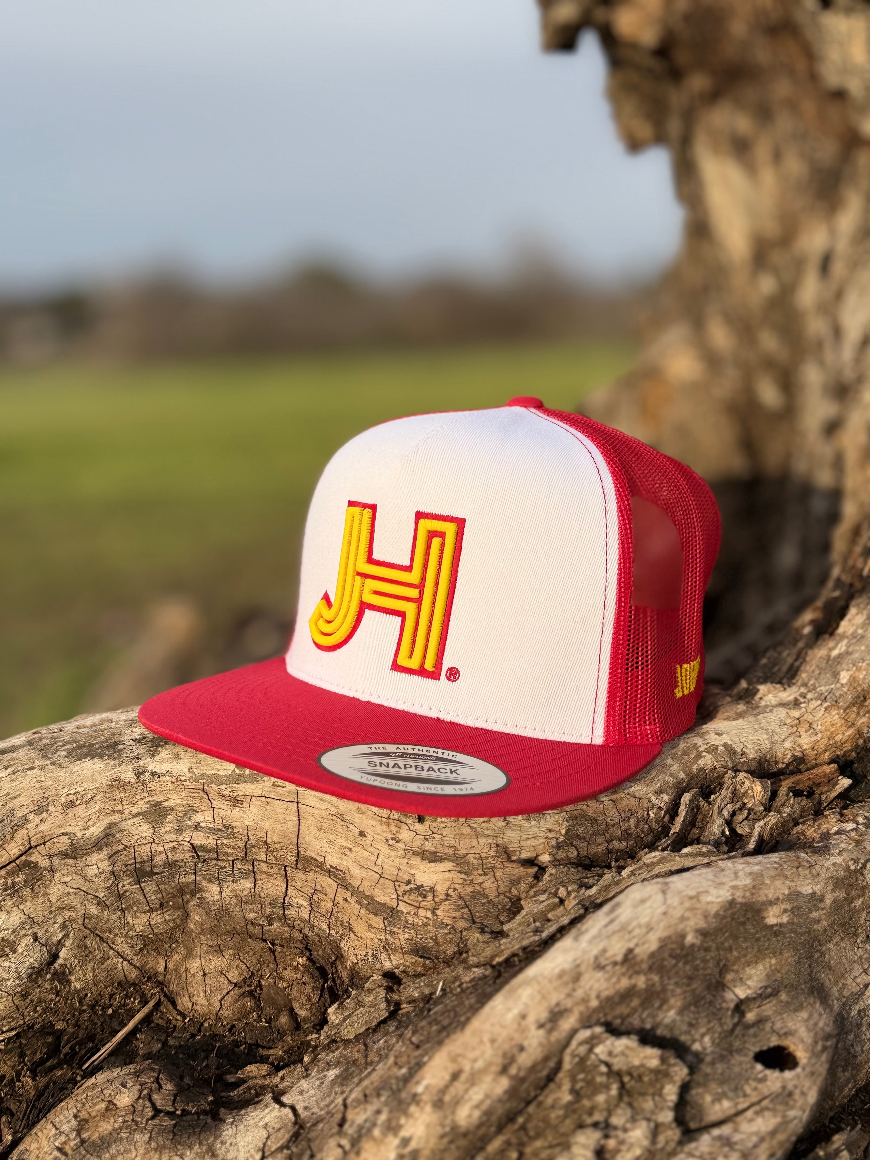 New 2025 JH Matte Collection White-Red with Yellow/Red - Jobes Hats, LLC