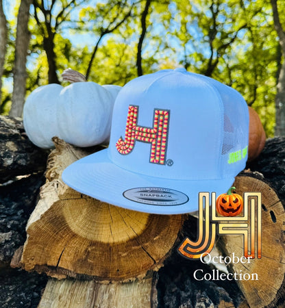 2023 October Collection Jobes Cap-  All White 3D Pumpkin - Jobes Hats