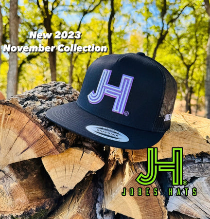 2023 November Collection  Jobes Cap-  All Black Lavender 3D JH - Jobes Hats