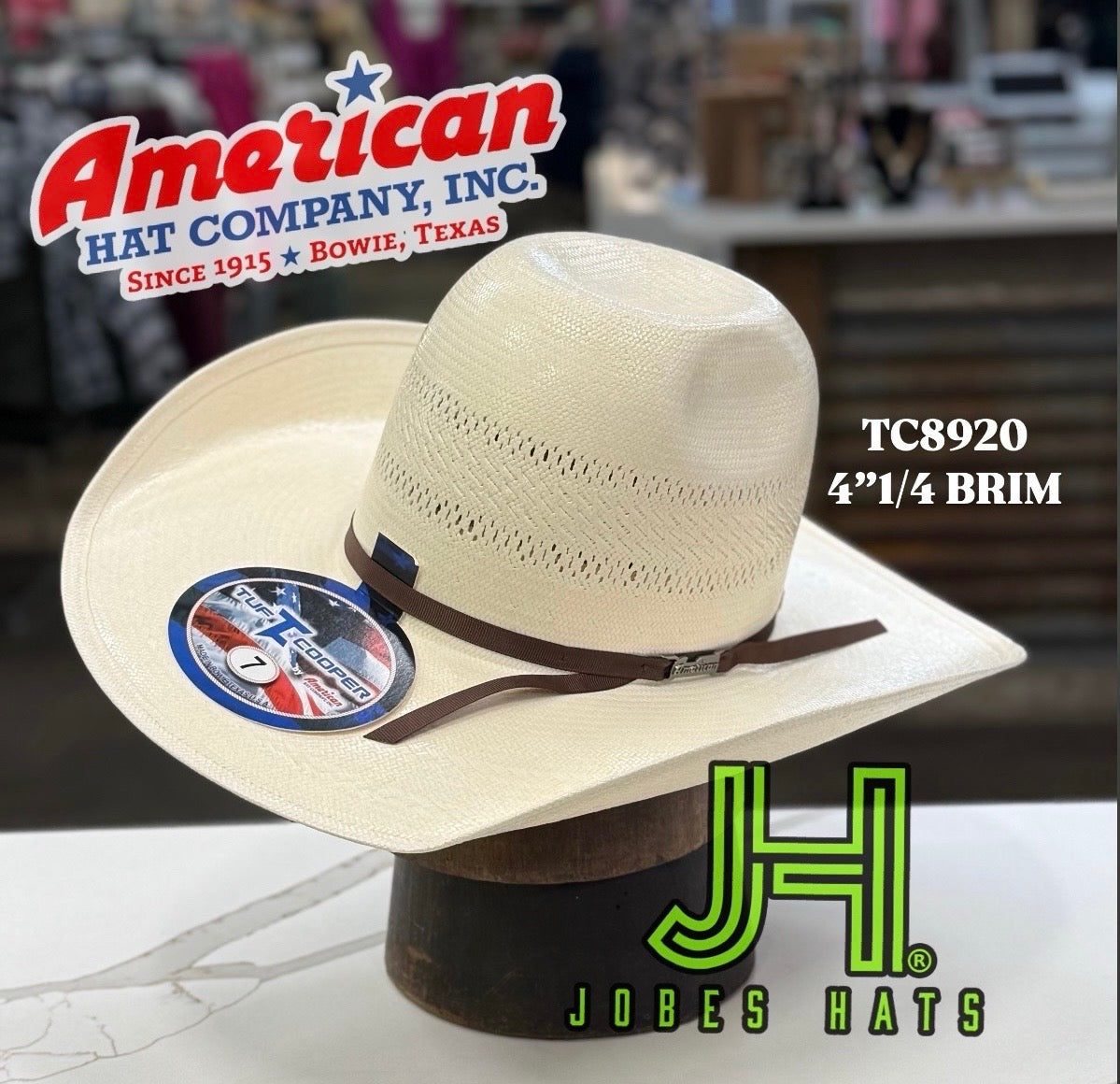 New 2025 American Hat 🇺🇸 #TC8920 R/O 4” 1/4 brim | Jobes