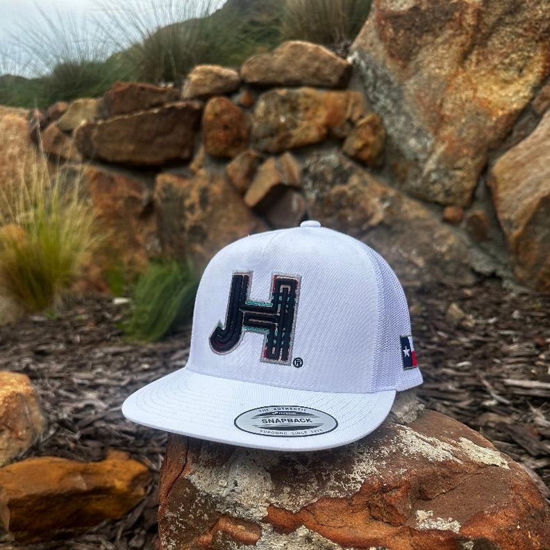 NEW 2023 Jobes Hats All White Black JH Silver Outline - Jobes Hats
