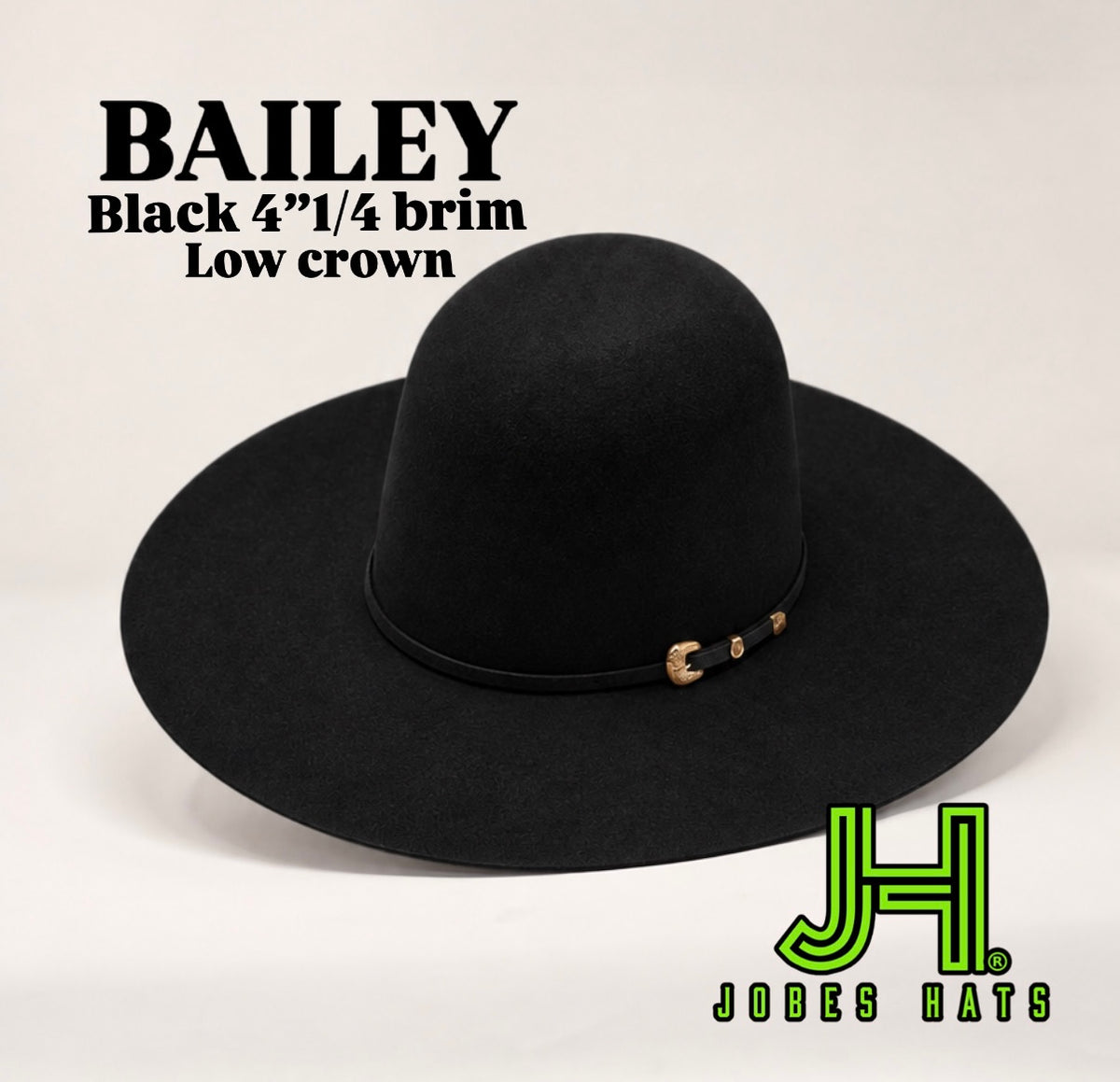 Bailey 100X Black 5”1/2 Low Crown and 4’’1/4 Brim