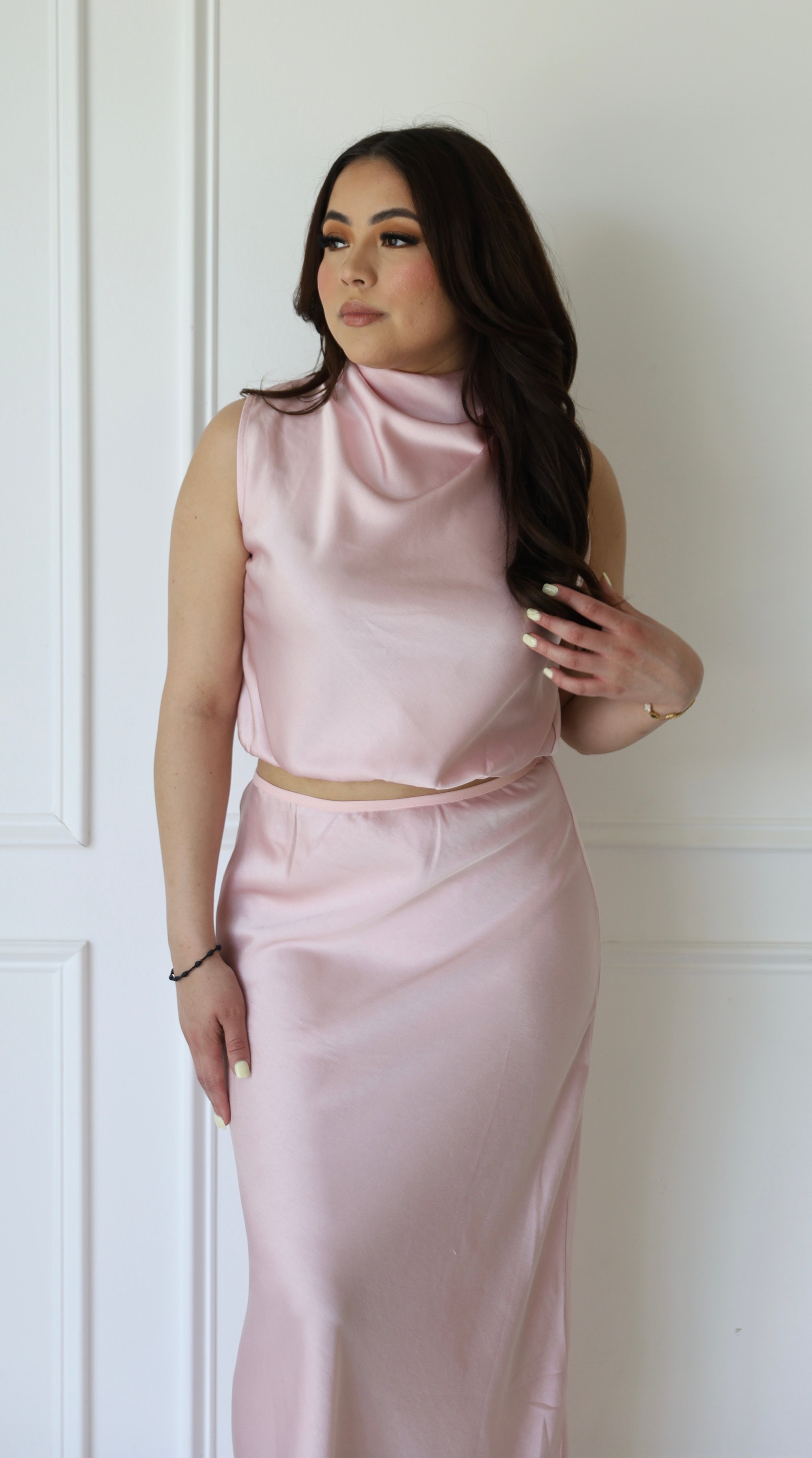 JH Womens Peony Blush Satin Maxi Skirt Set  #2802 - Jobes Hats, LLC
