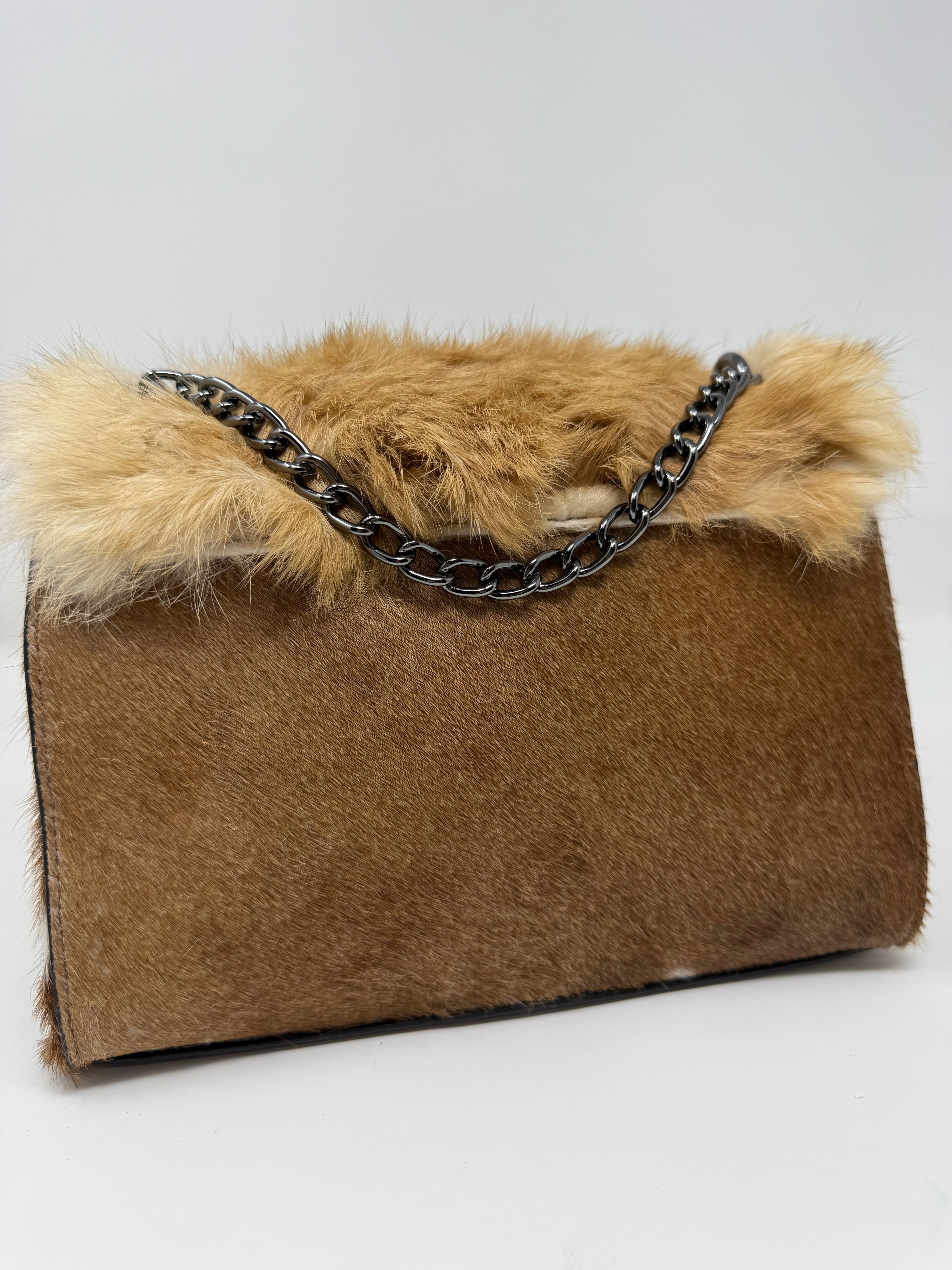 Tiff Rabbit Fur and Genuine Cowhide Purse #25
