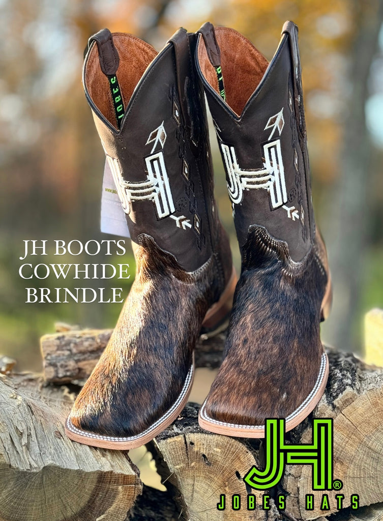 New 2024 Mens JH Cowhide “Brindle” Square Toe Boots - Jobes Hats