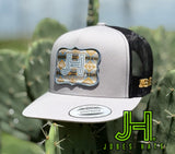 New 2025 JH Cap- Silver/Black Denim Aztec patch