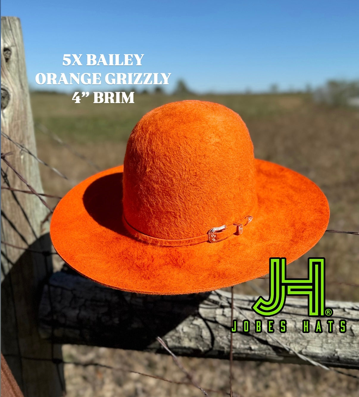 New 2025 Bailey 5X Fur Felt Orange Grizzly 4” Brim and 6” crown - Jobes Hats, LLC