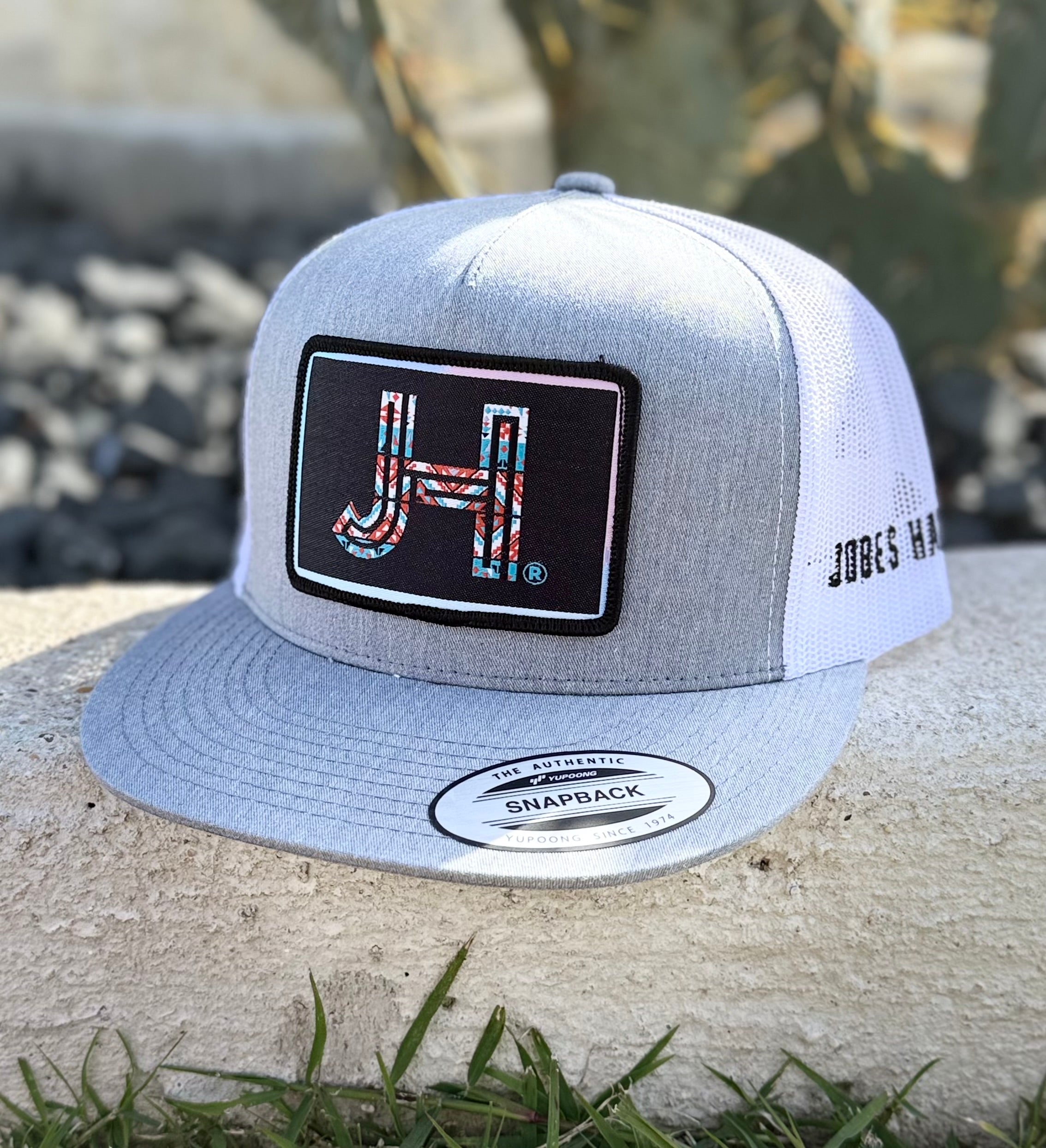New 2024 JH cap- Grey/White Techno patch - Jobes Hats, LLC