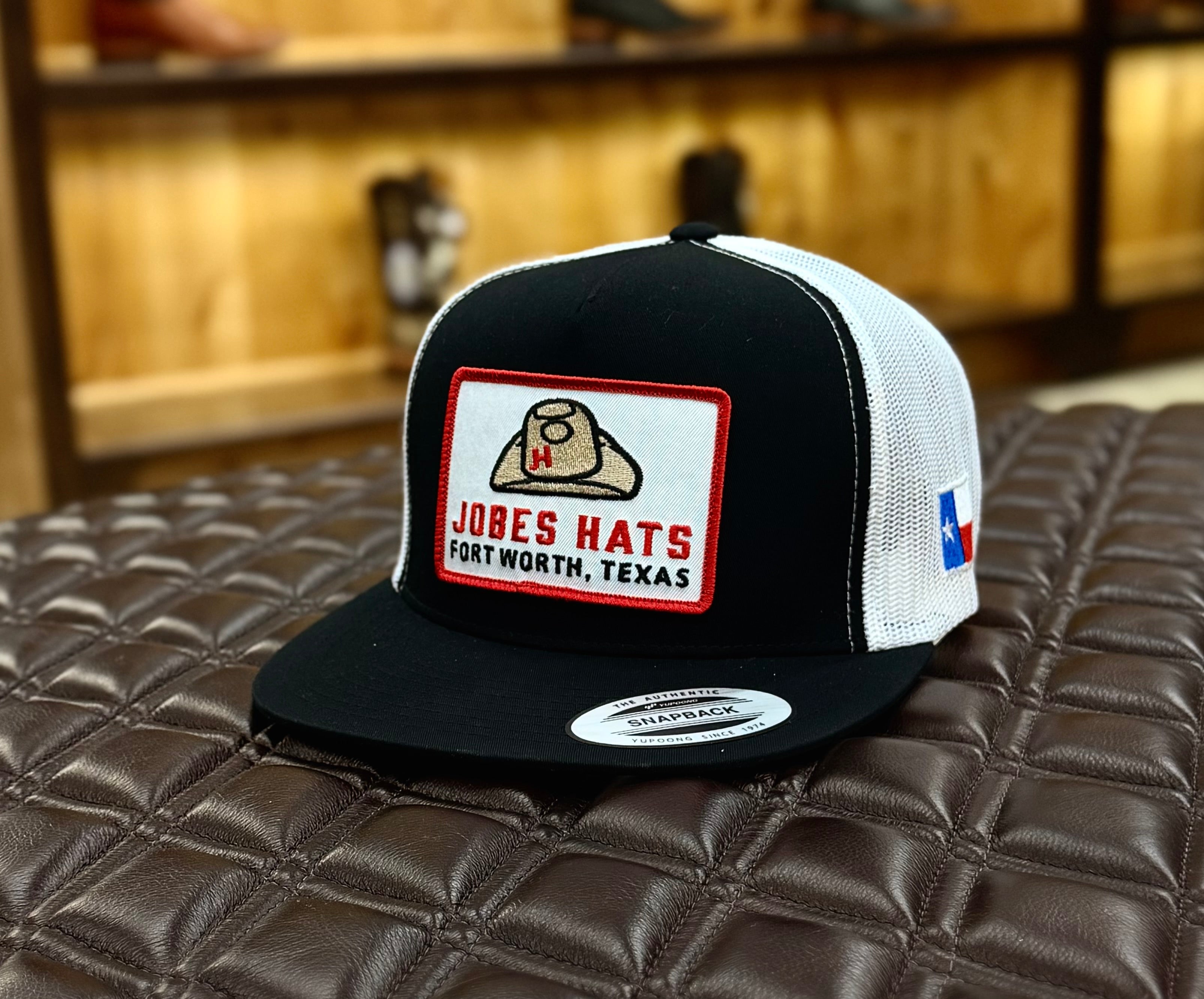 New 2026 JH Cap-  Black/White Red Retro Hat patch - Jobes Hats, LLC