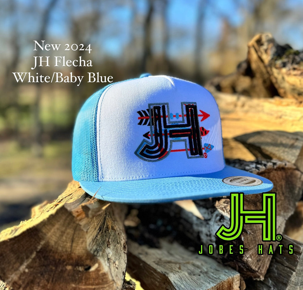NEW 2024 JH Cap- White/Baby Blue JH Flecha cap - Jobes Hats, LLC