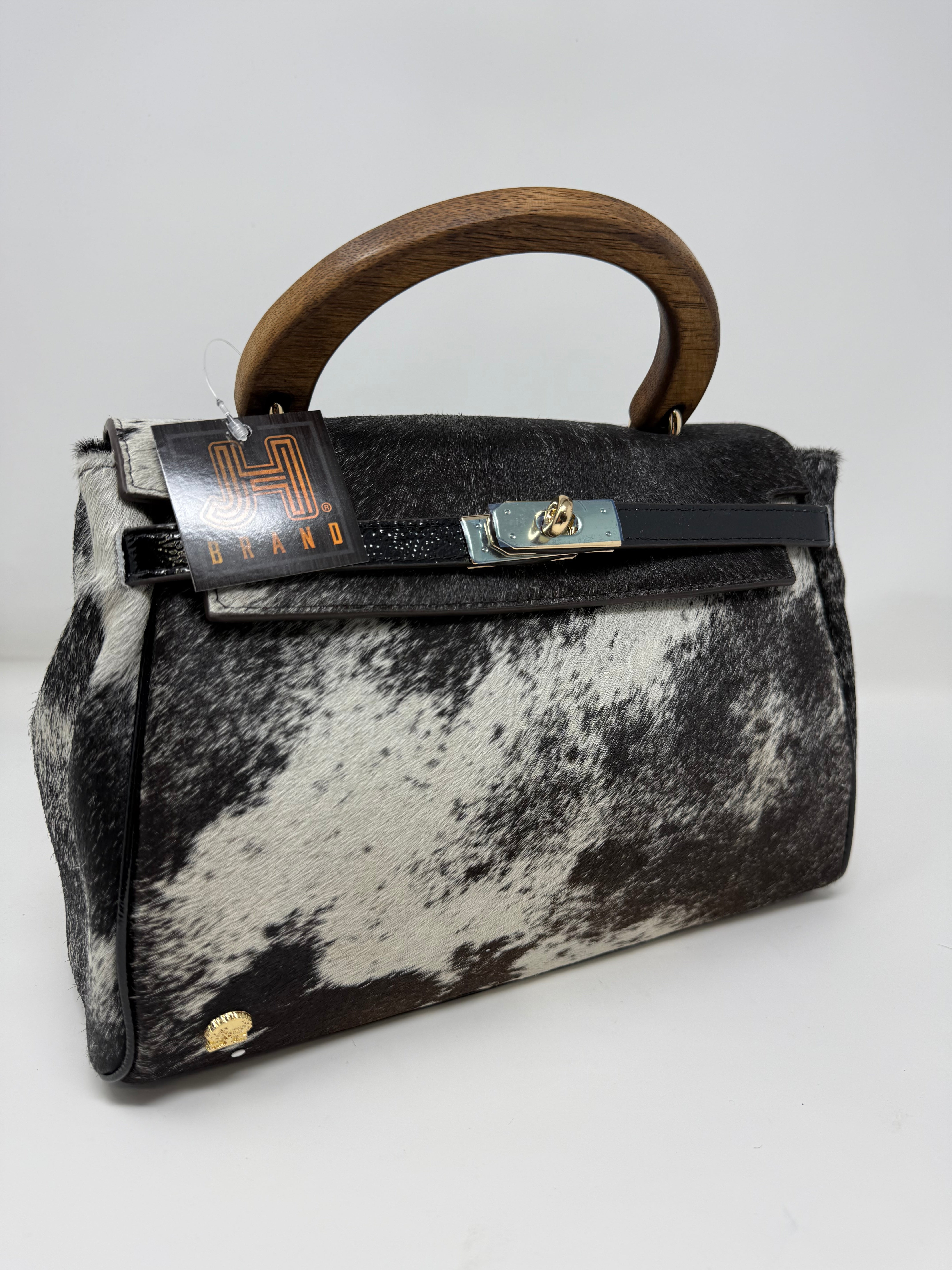 Kelley Wood Handle Purse -Genuine Cowhide #19