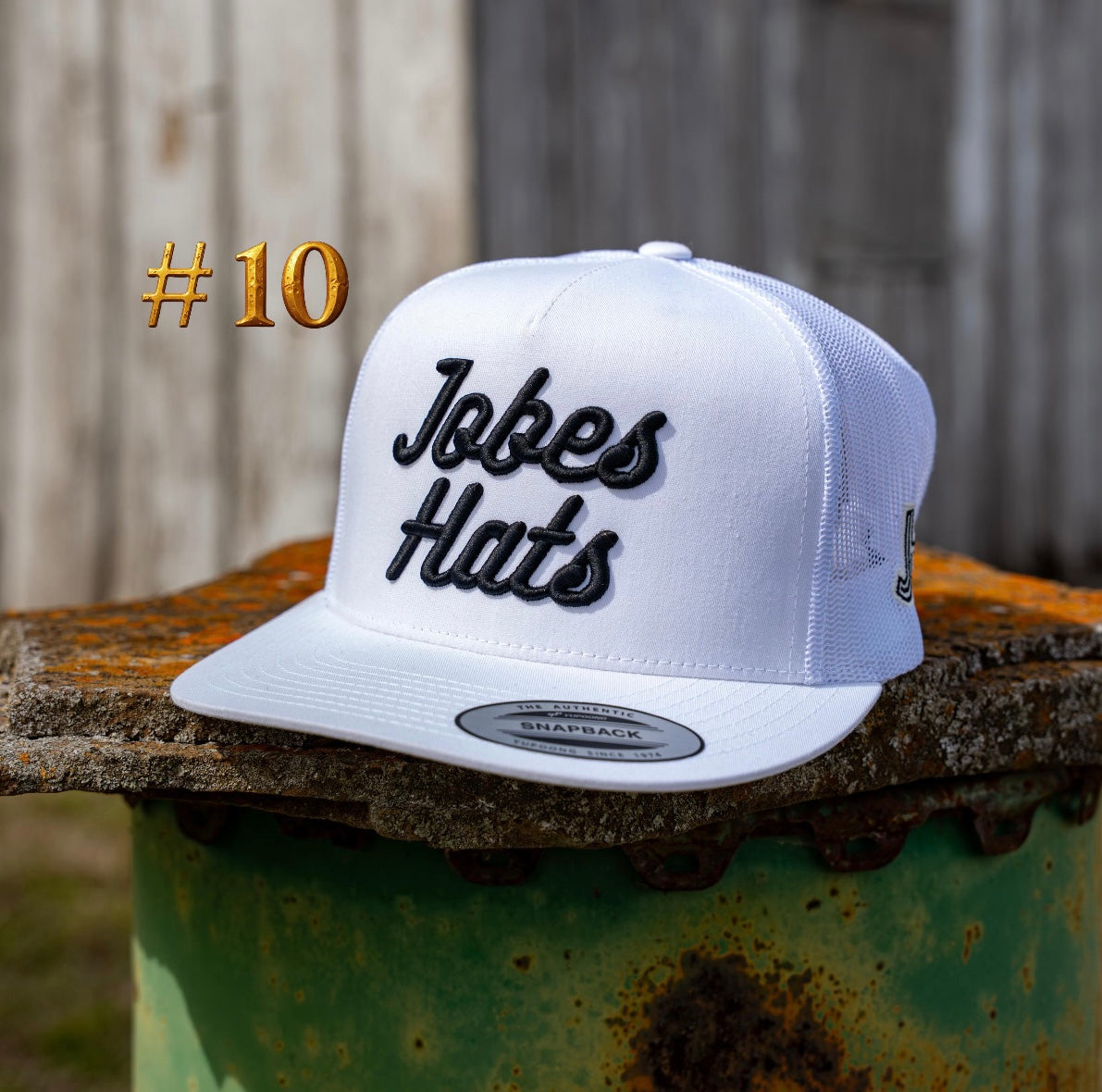 New 2026 JH Cap- “Jobes Matte” All White/Black  #10 - Jobes Hats, LLC