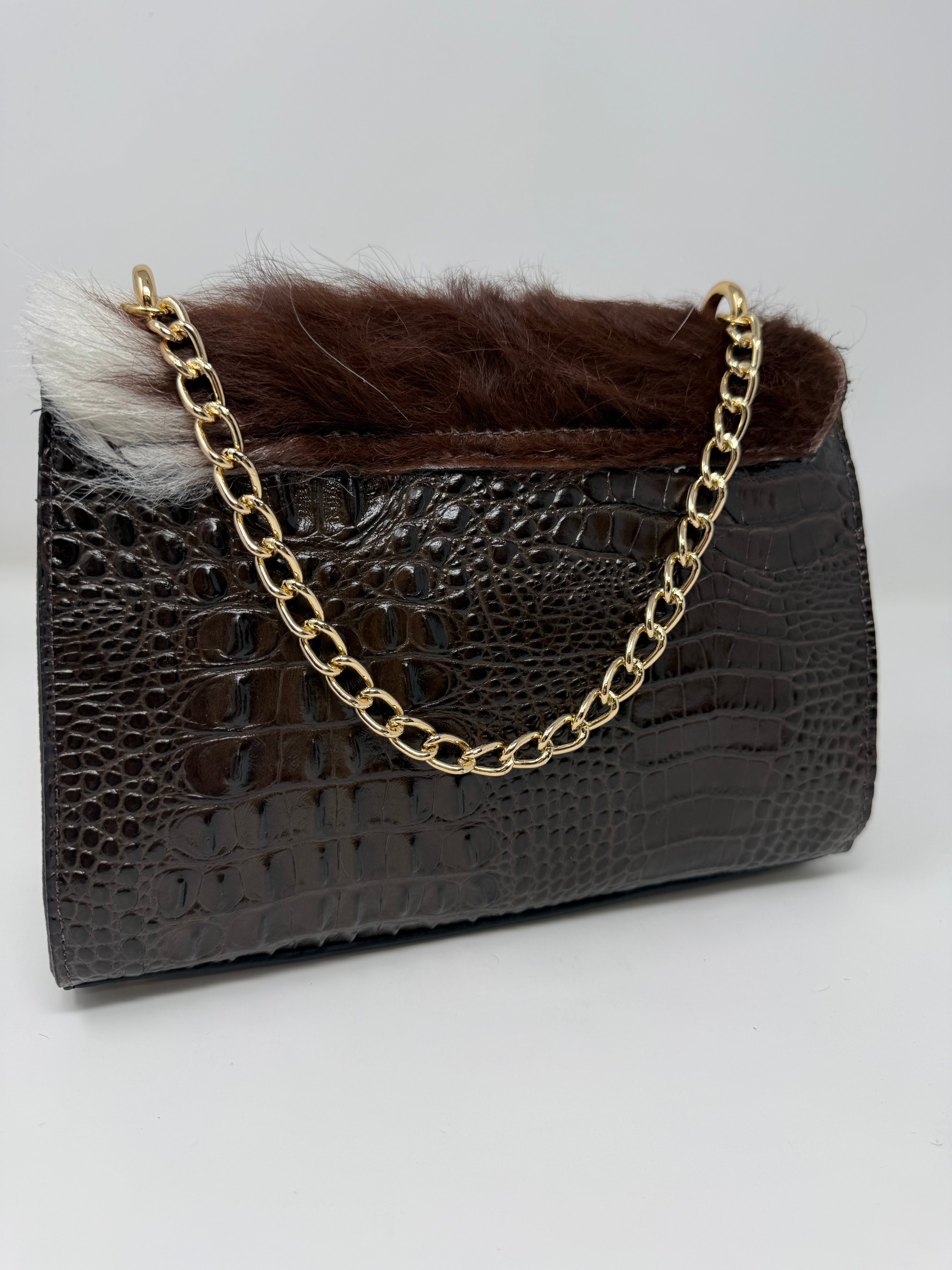 Tiff Rabbit Fur and Genuine Cowhide Purse #26