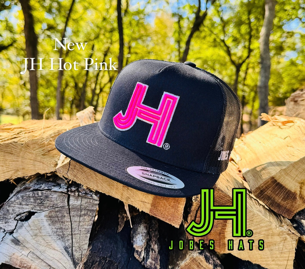 NEW 2024 JH Cap- All Black JH Hot Pink - Jobes Hats, LLC