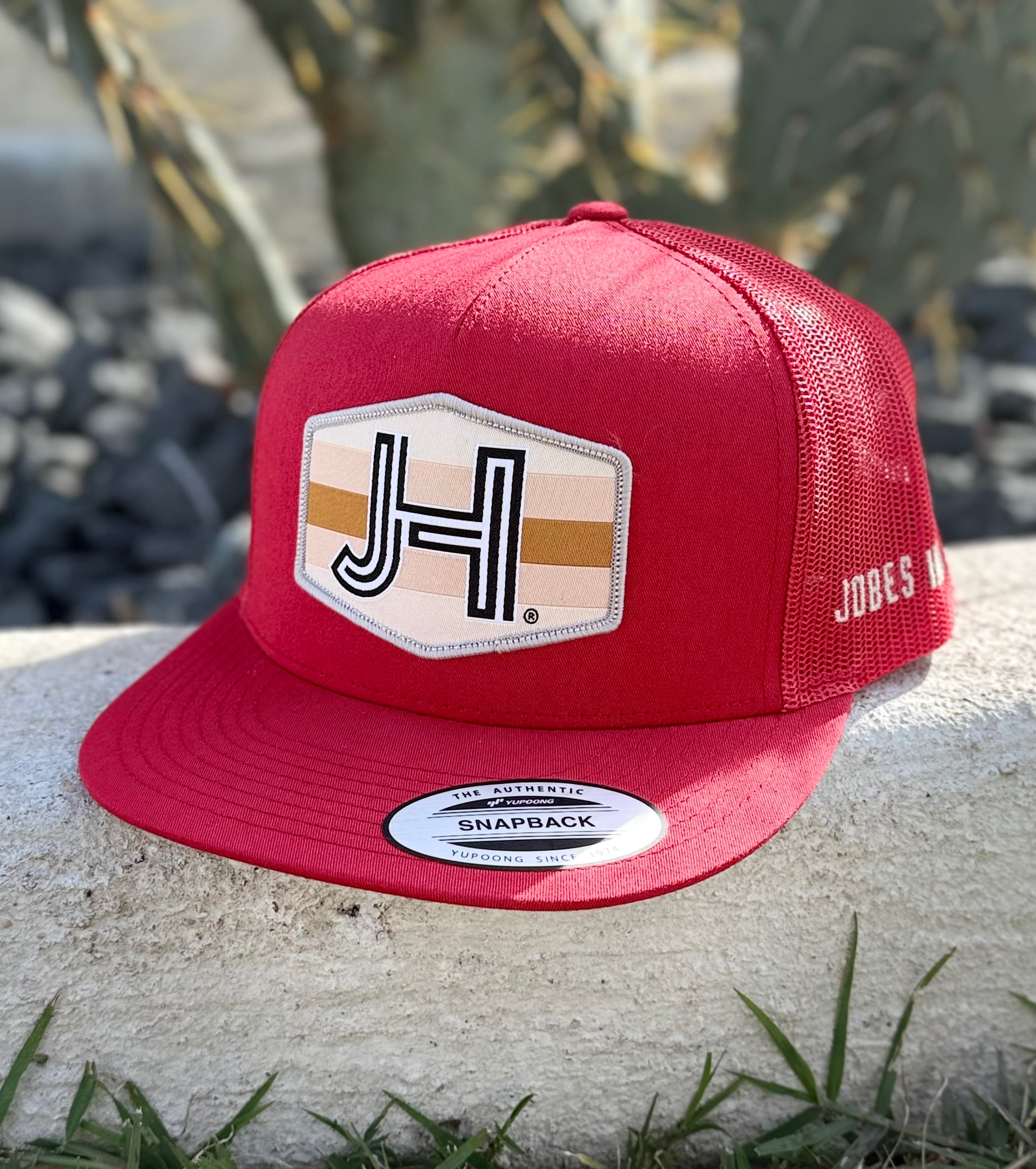 2020 Jobes Hats Trucker - All Red cream and Rust JH patch - Jobes Hats, LLC