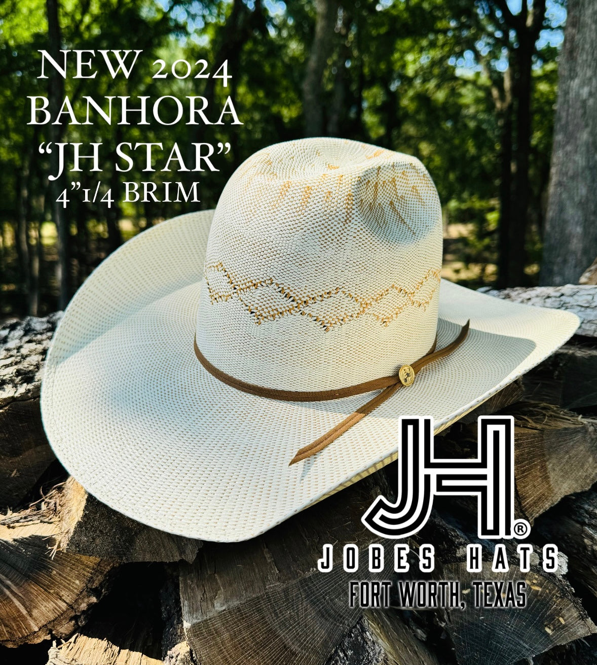 2024 Jobes Hats Bangora Straw Hat “STAR” 4”1/4 Brim (Comes open and flat) - Jobes Hats, LLC