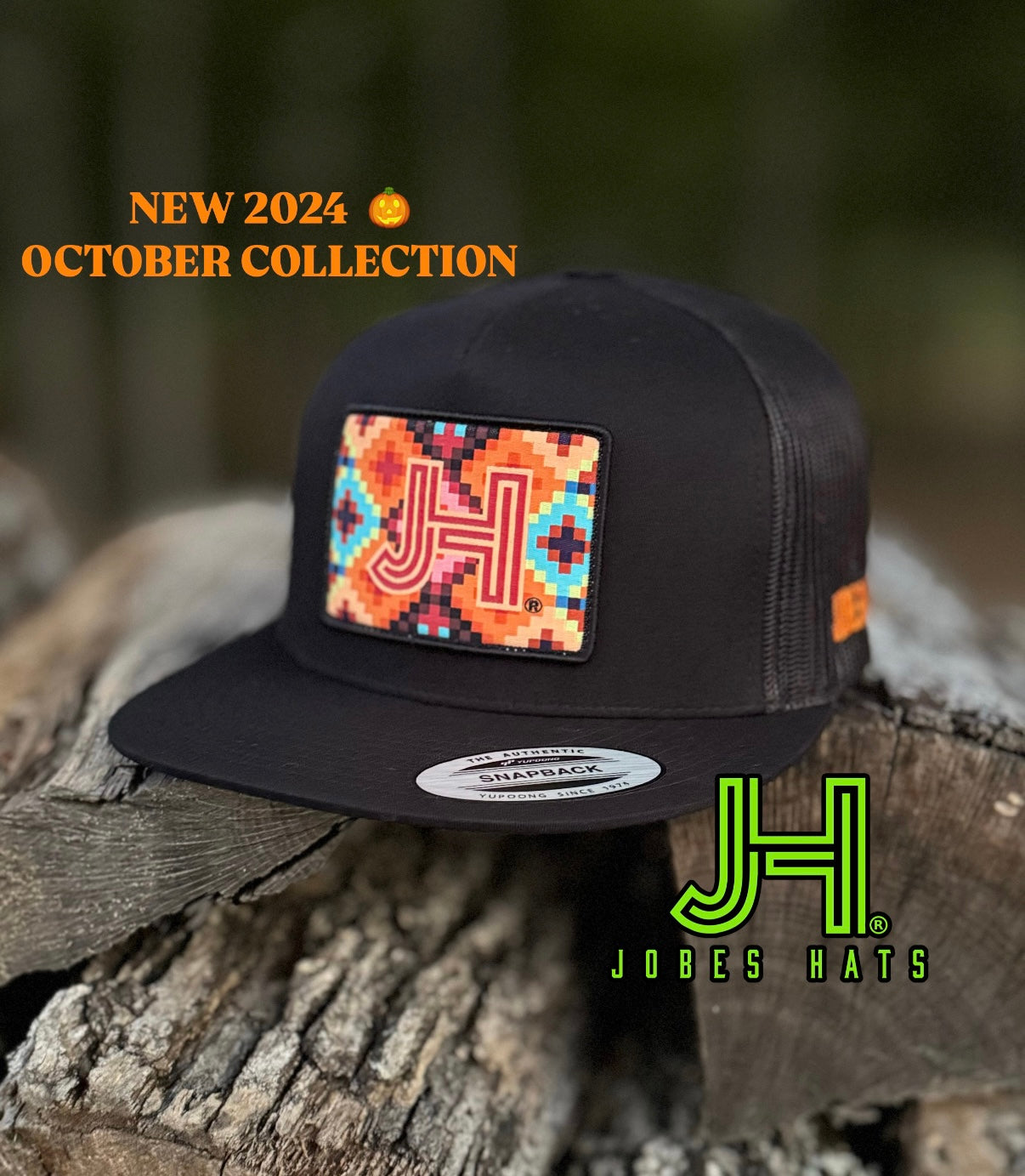 2024 Jobes Hats- All Black Pixel patch - Jobes Hats, LLC