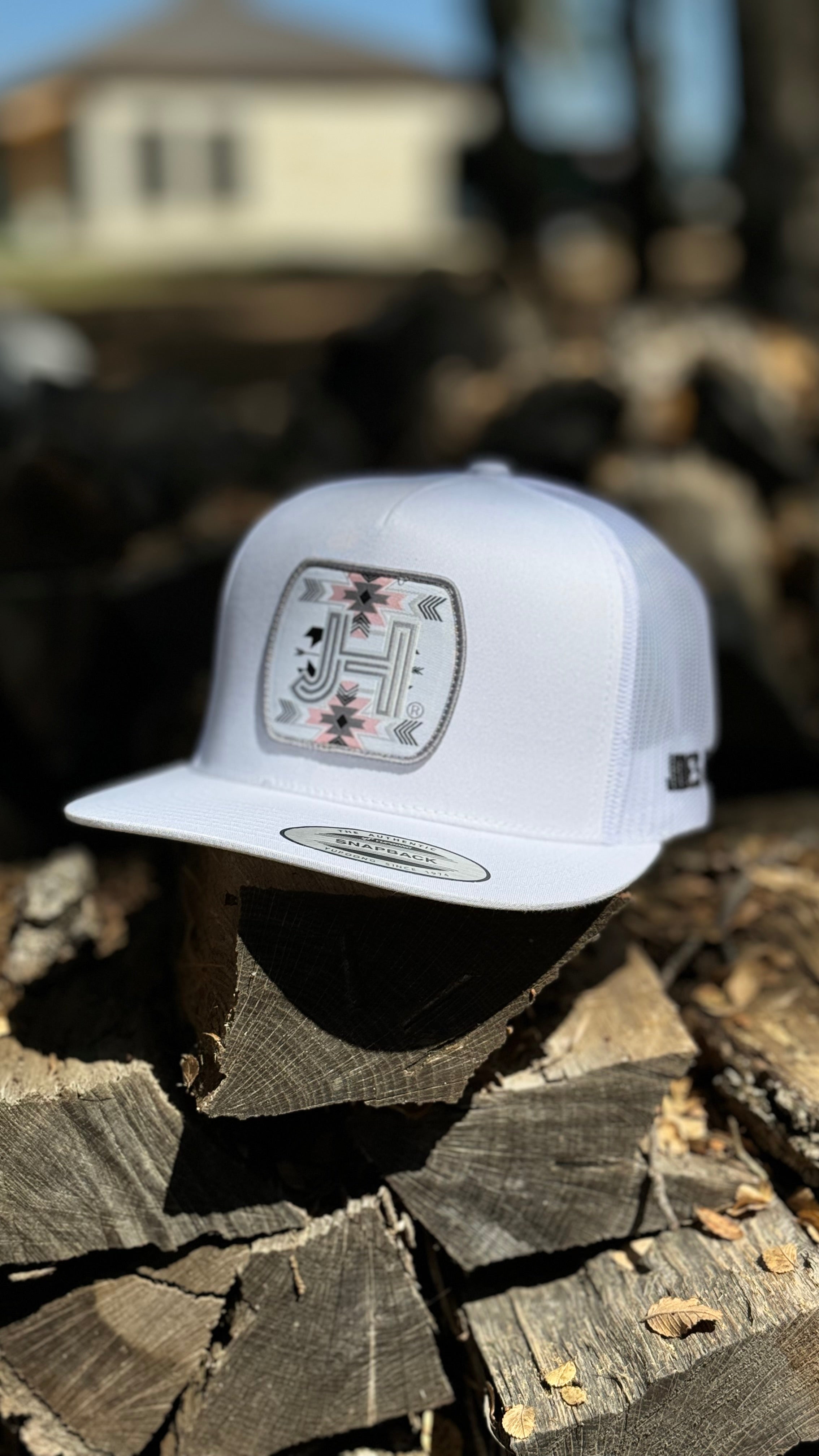 2023 Jobes Hats All White Pink Arrow Patch - Jobes Hats, LLC