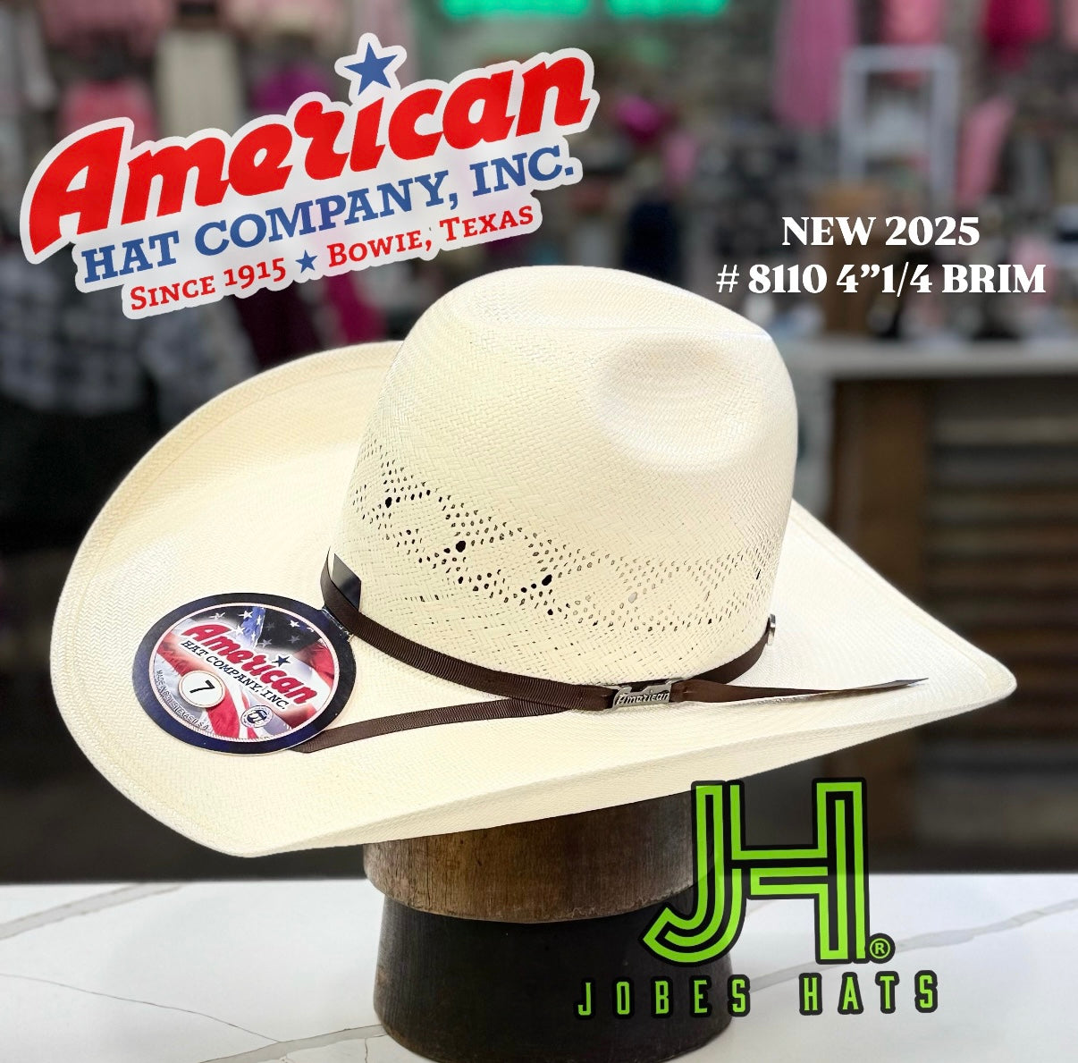 New 2025 American Hat 🇺🇸  #8110 R/O  4” 1/4 brim - Jobes Hats, LLC