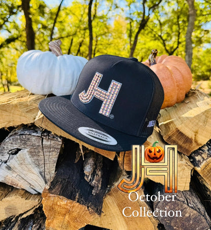 2023 October Collection Jobes Cap-  All Black 3D Tri (brown, purple, brown)with charcoal outline - Jobes Hats