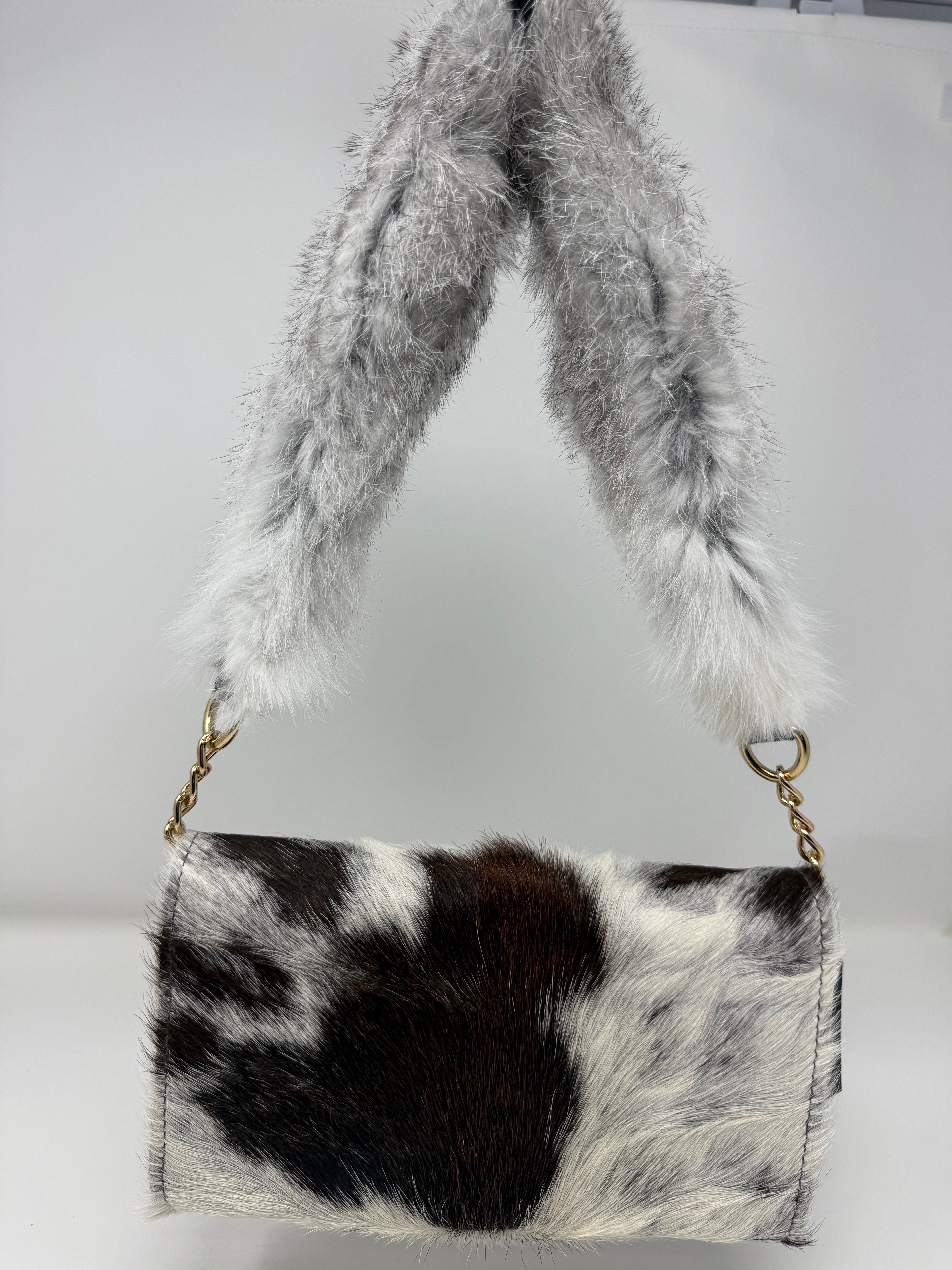 Tiff Rabbit Fur and Genuine Cowhide Purse #8