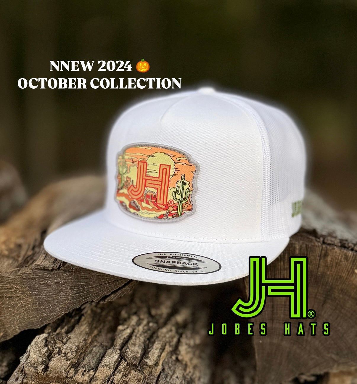 2024 Jobes Hats- All White Cactus Sunset patch - Jobes Hats, LLC