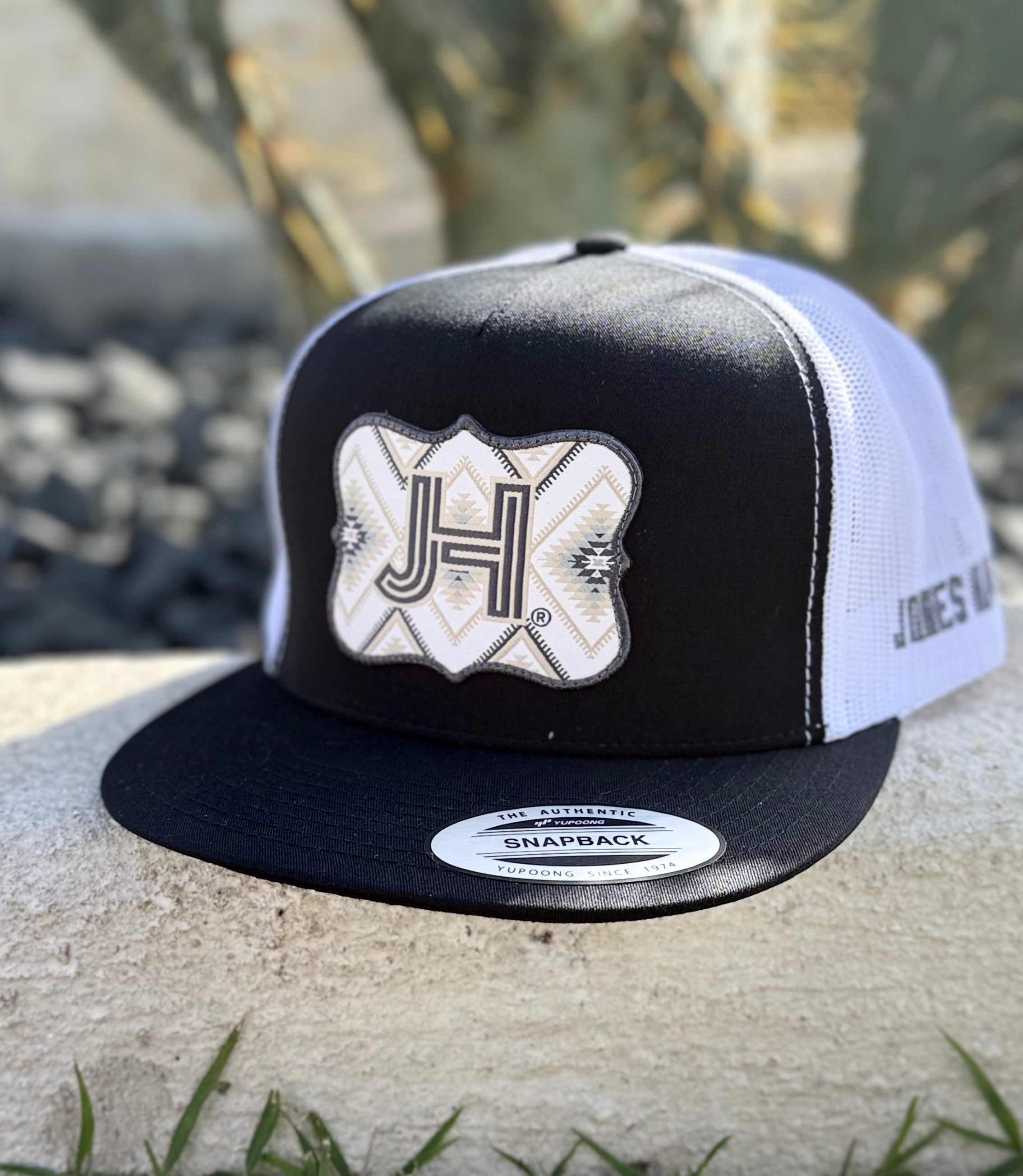 New 2024 Jobes Hats- Black/White Grey Aztec patch - Jobes Hats, LLC