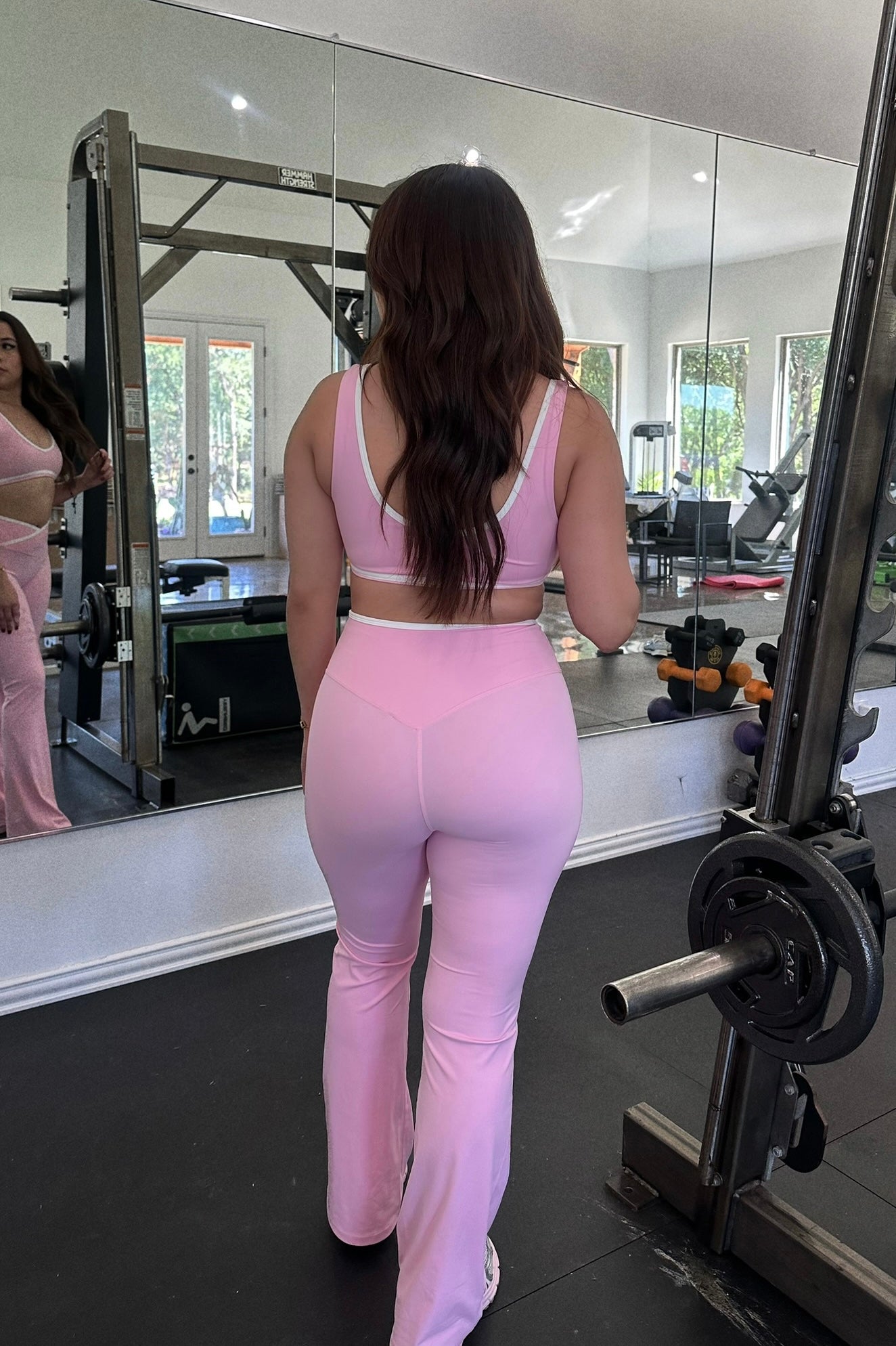 JH Womens Athleisure Allie set Pink white outline #2811 - Jobes Hats, LLC