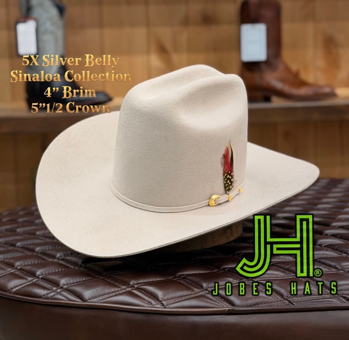 5X Silver Belly Bailey Sinaloa Collection- Tall 5”1/2 crown with a 4” Brim
