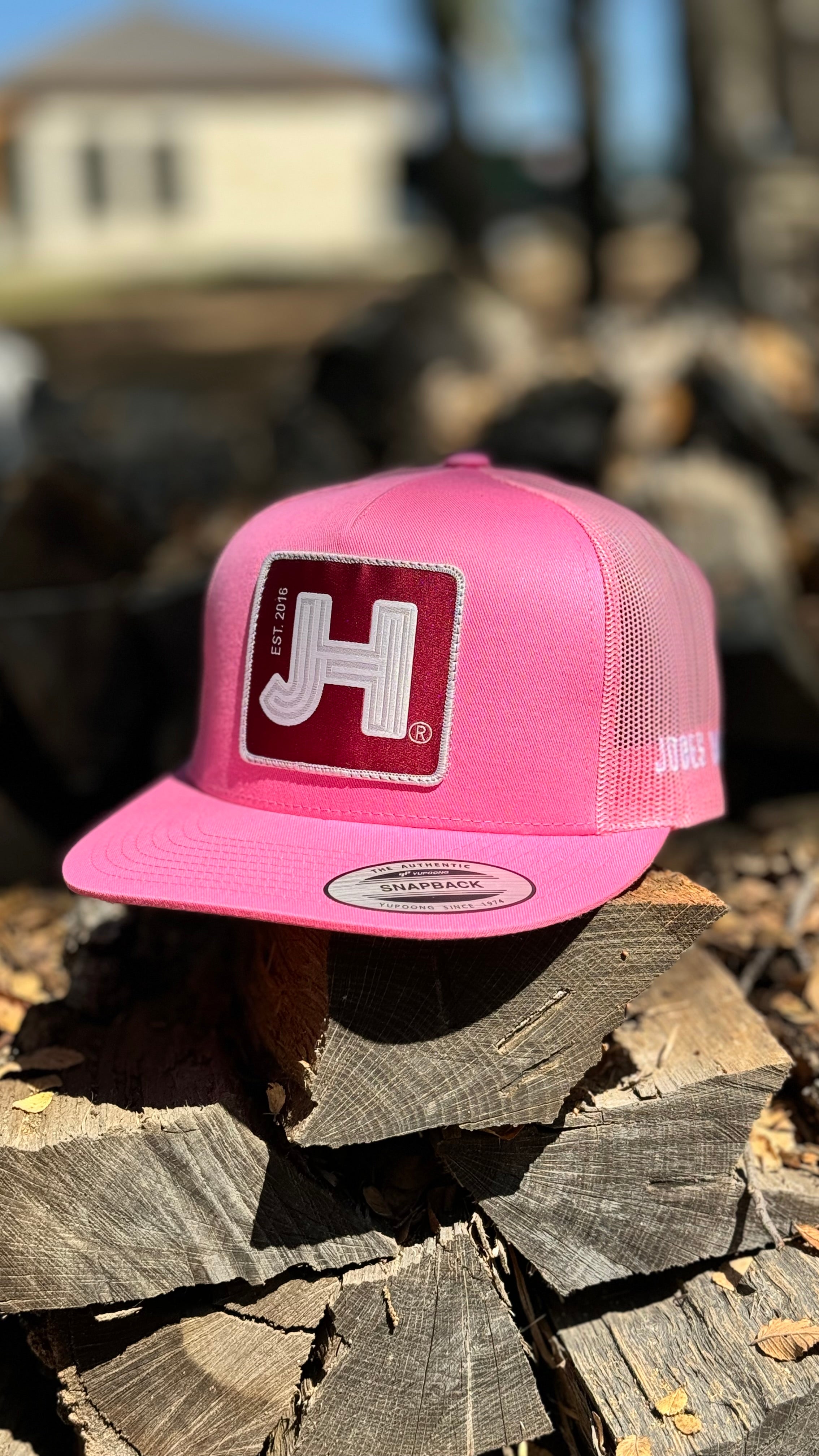 New 2022 Jobes Trucker Cap- All Pink Solid Maroon Patch - Jobes Hats, LLC