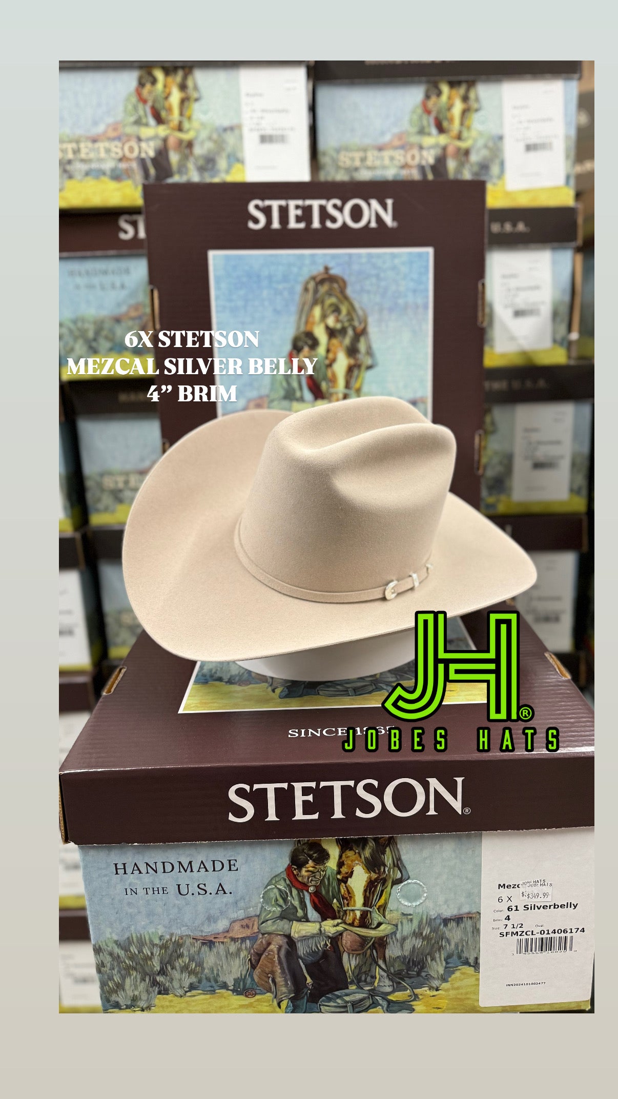 New Stetson 6X "Mezcal" Silver Belly 5"3/4 Crown 4" Brim - Jobes Hats, LLC