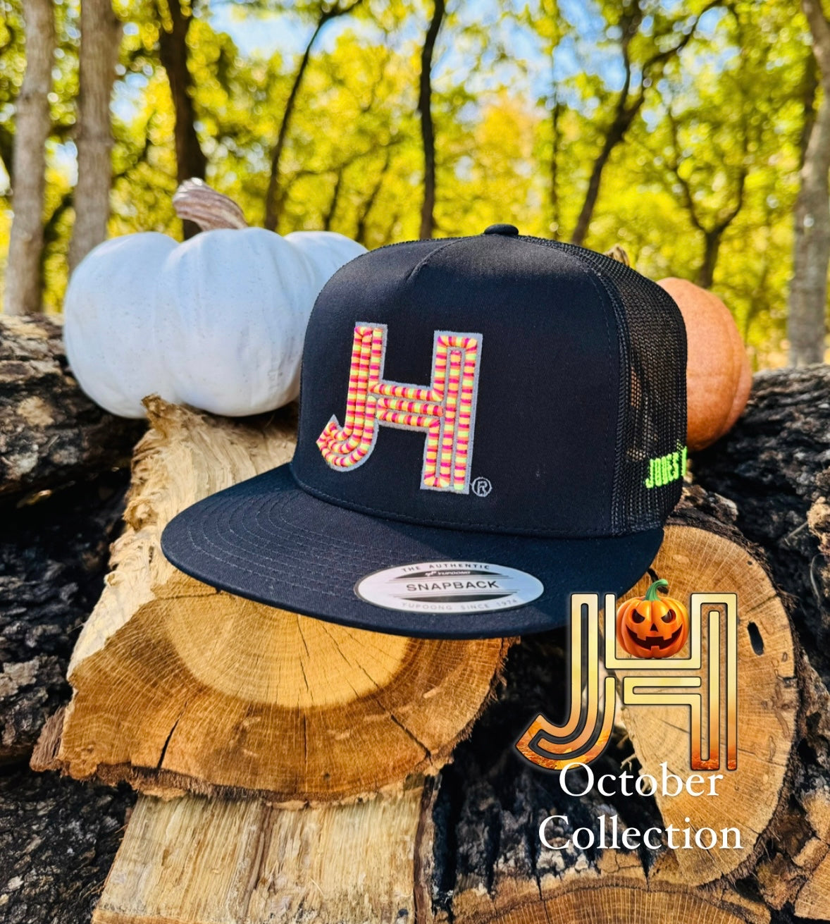 2023 October Collection Jobes Cap- All Black 3D Pumpkin