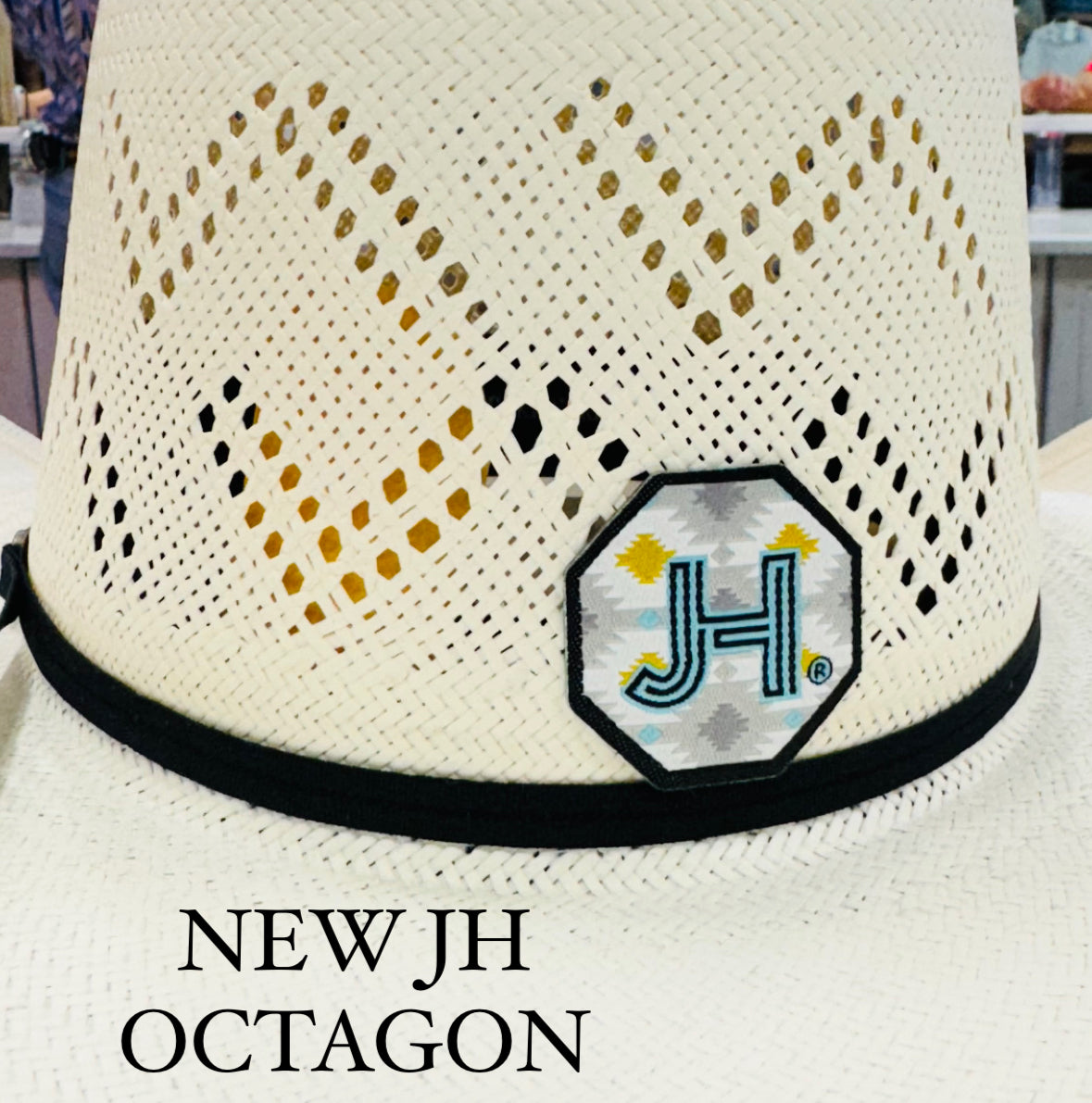 2024 Jobes Hats - patch/sticker - JH Octagon Aztec Black/Turquoise - Jobes Hats, LLC