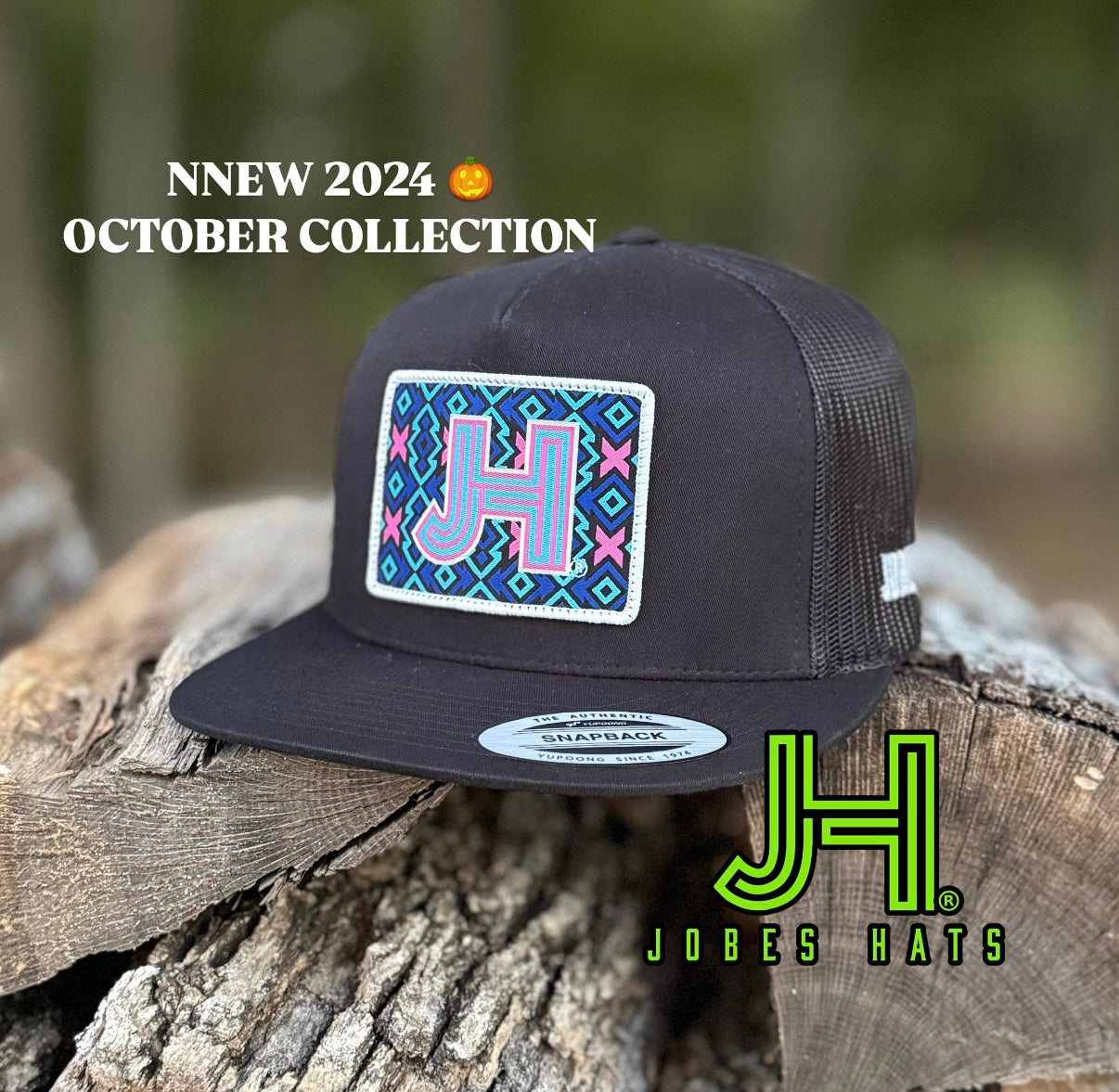 2024 Jobes Hats- All Black- Pink X patch - Jobes Hats, LLC