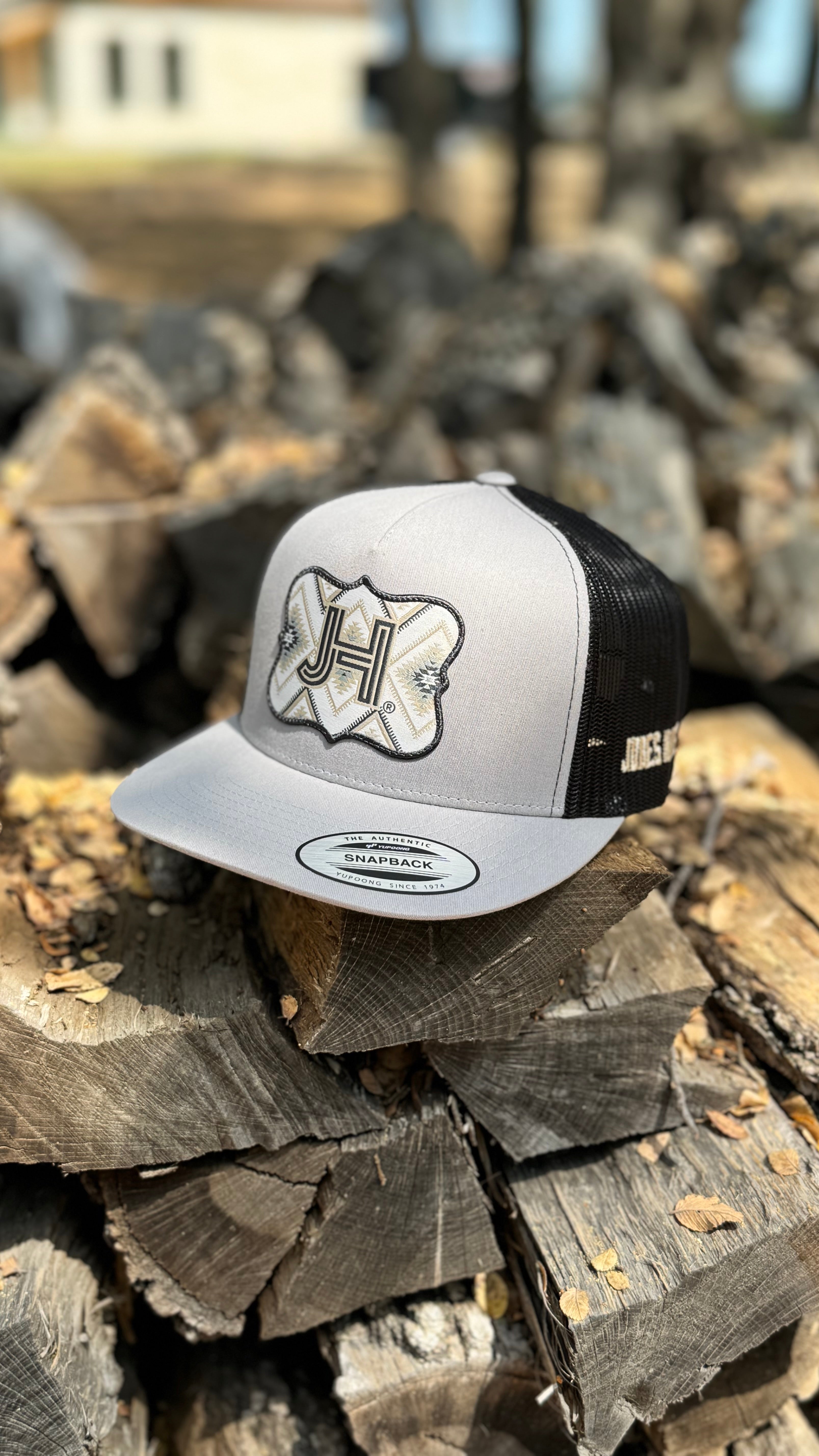 New 2024 Jobes Hats- All Silver/Black Grey Aztec patch - Jobes Hats, LLC