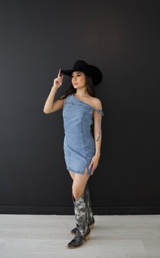 JH Denim off Shoulder Mini Dress Womens  #2830