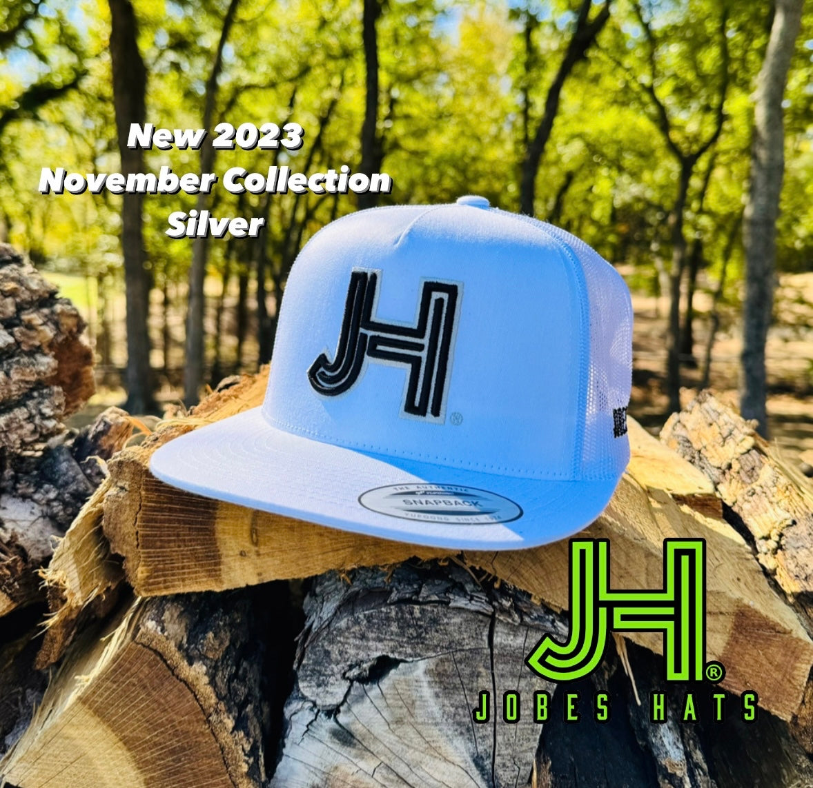 2023 November Collection Silver Jobes Cap-  All White black 3D JH - Jobes Hats
